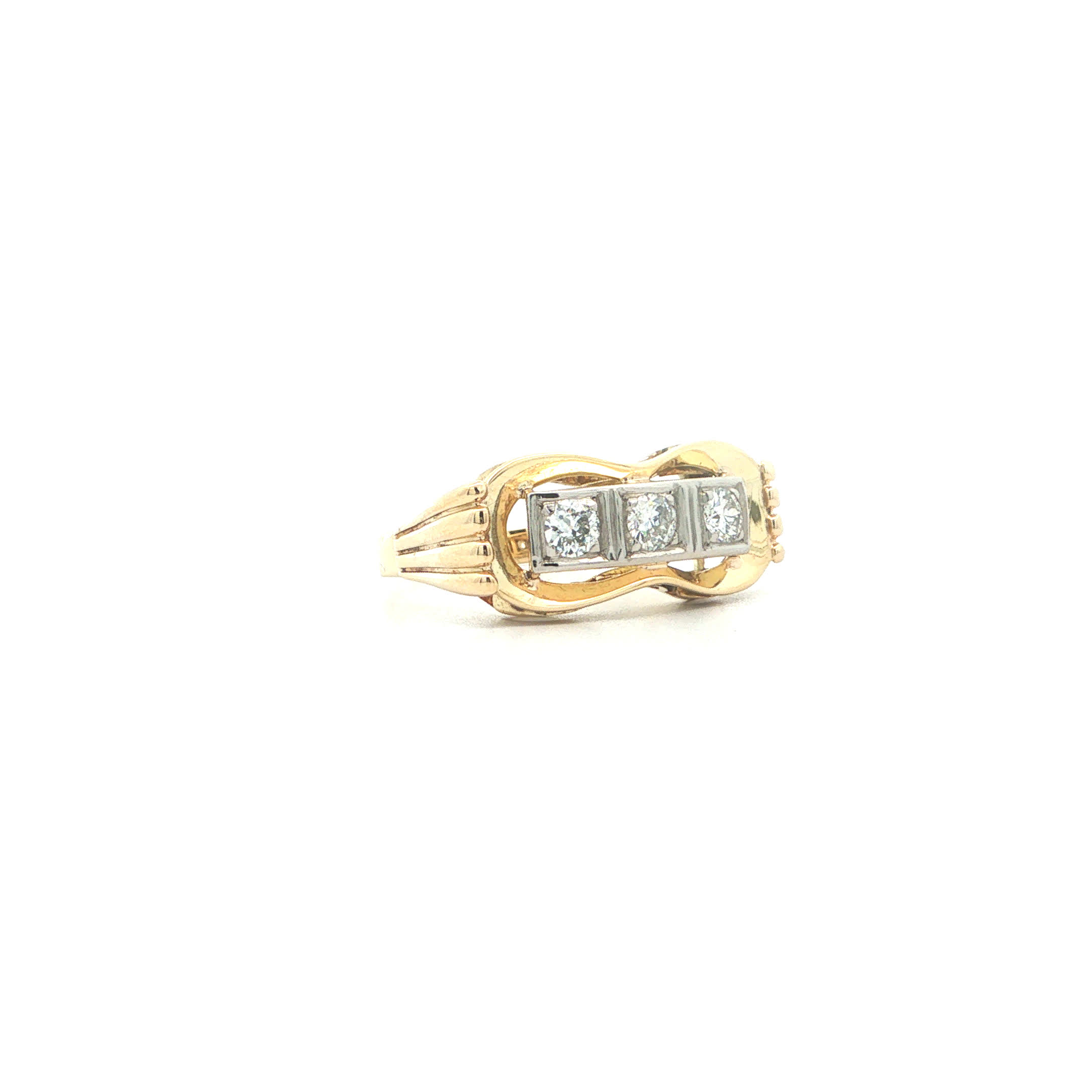 "Old Cut Trio" - Antiker Ring in 14kt Gelbgold mit Diamanten - Juwelier Steiger