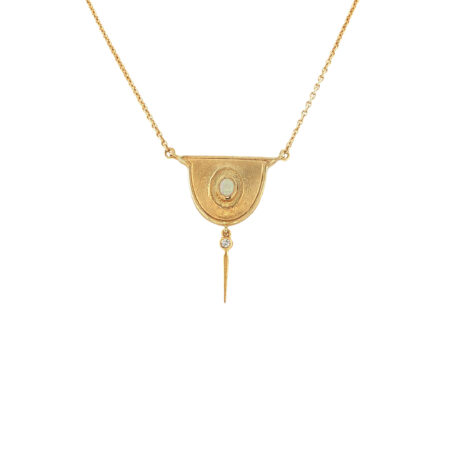 "Opal Talisman" - Vintage Collier in 14kt Gelbgold mit Opal & Brillant - Juwelier Steiger