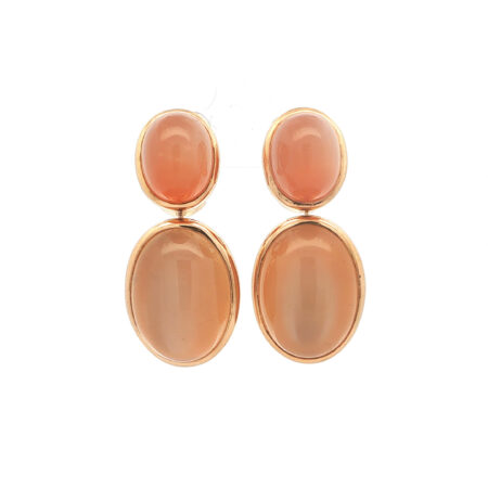 "Orange Moon" - Vintage Ohrclips mit Mondstein in 18kt Gelbgold