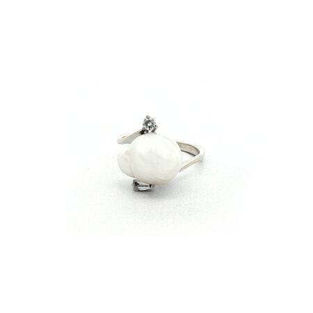 "Pearl in Diamonds" - Vintage Ring in 18kt Weißgold mit Perle & Diamanten