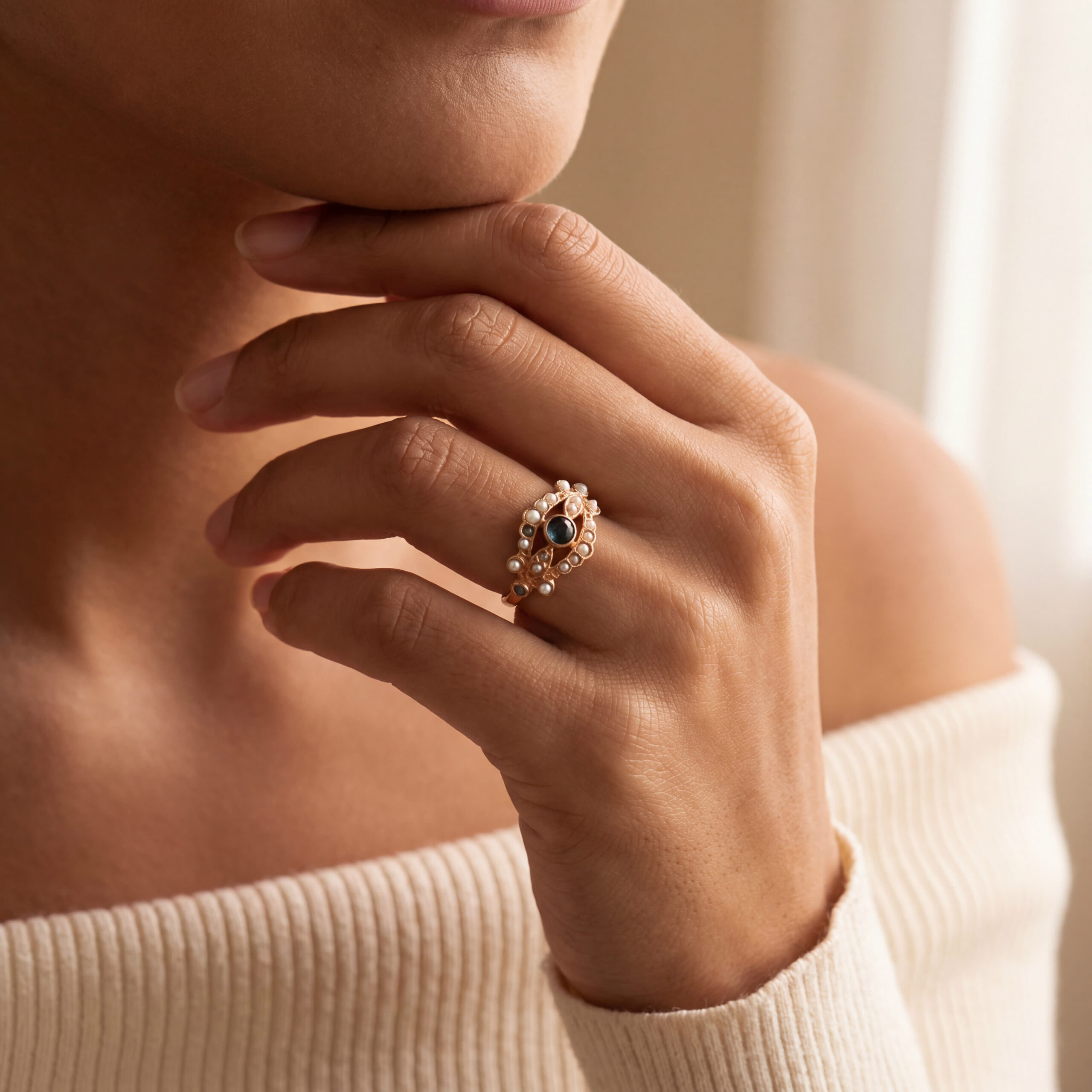 "Pearls of the Past" - Antiker Ring aus 18kt Gold mit Flussperlchen - Juwelier Steiger