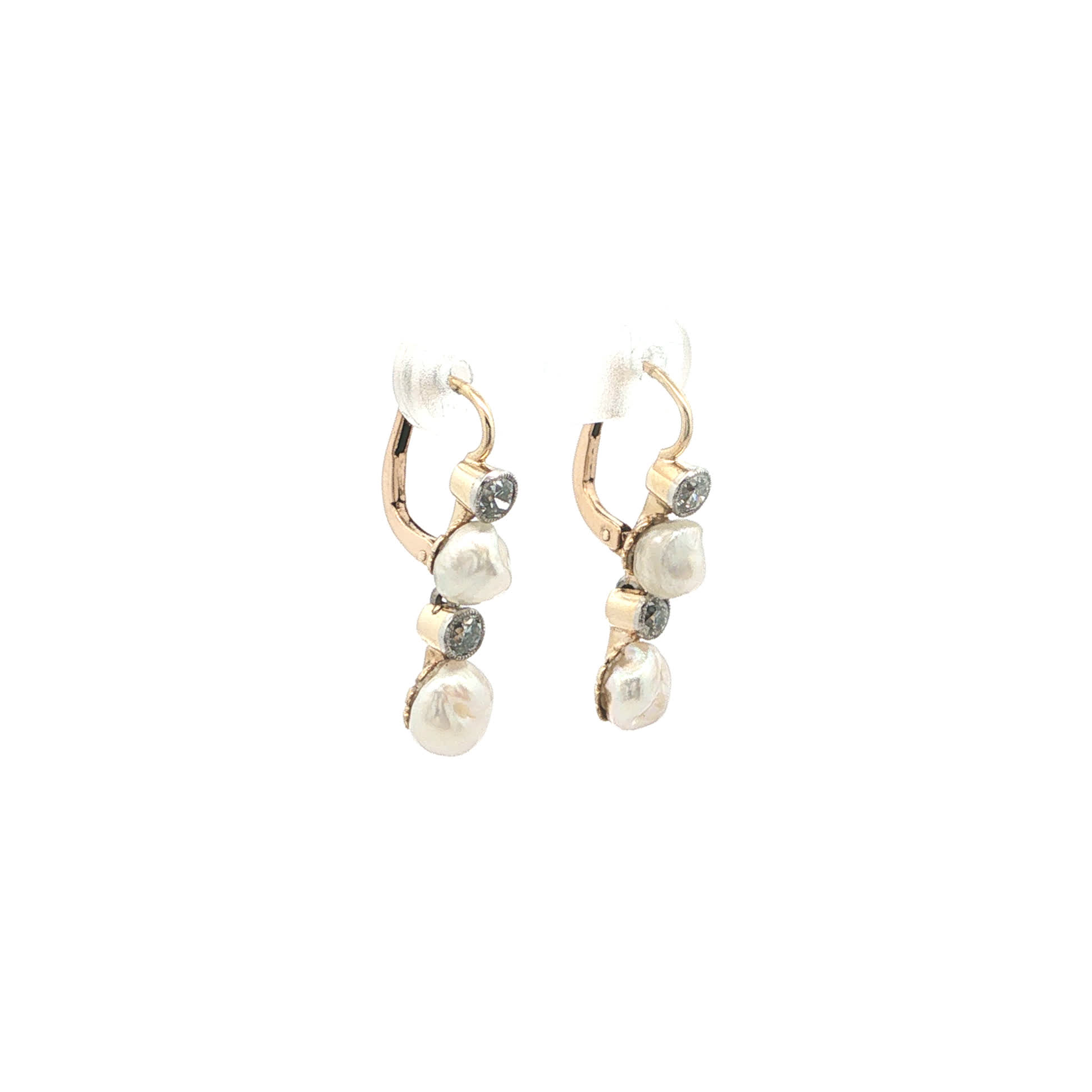 "Pearls of Time" - Antike Ohrhänger mit Perlen & Diamanten in 14kt Gelbgold - Juwelier Steiger