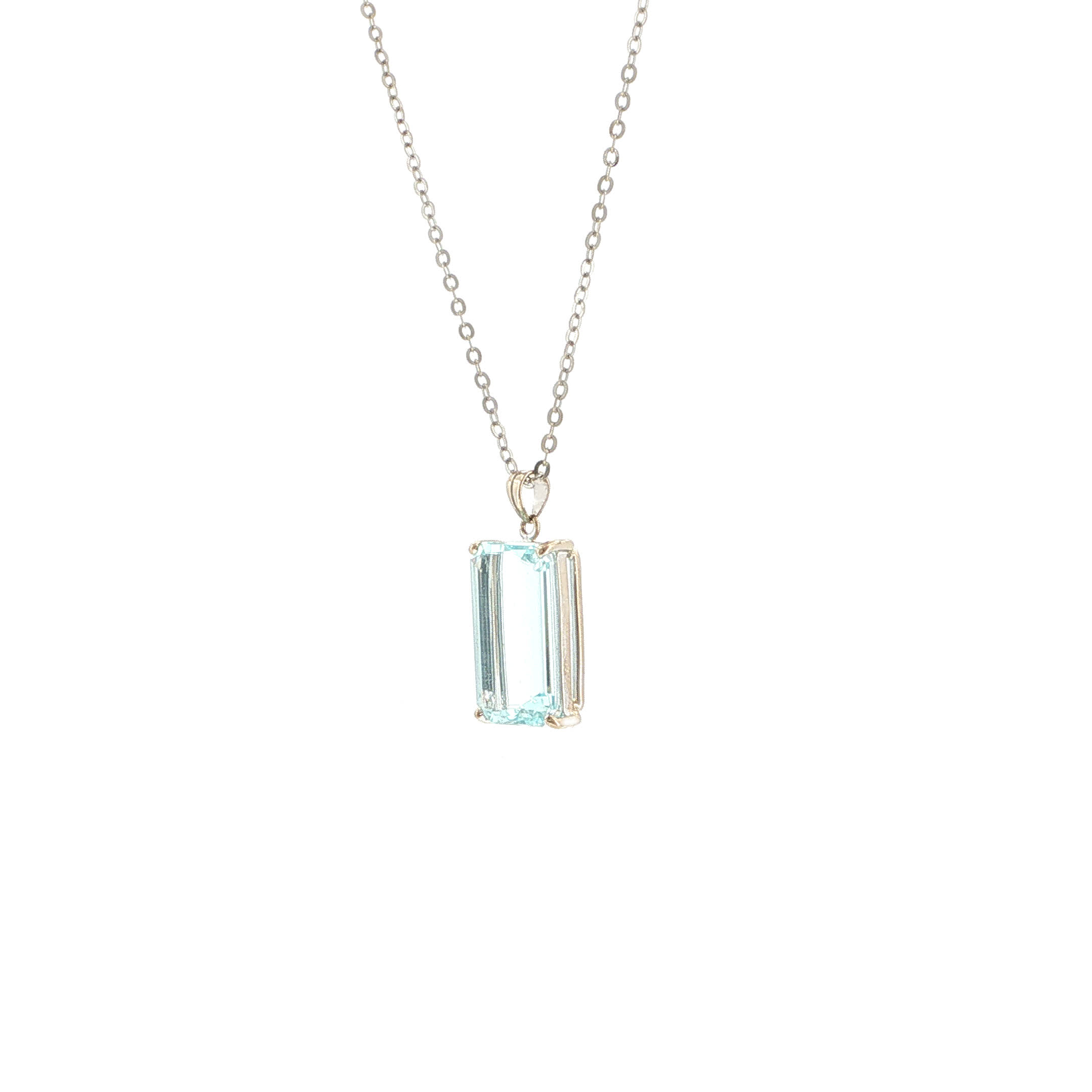"Pure Aqua" - Vintage Kette mit Anhänger in 18kt Weißgold mit Aquamarin - Juwelier Steiger