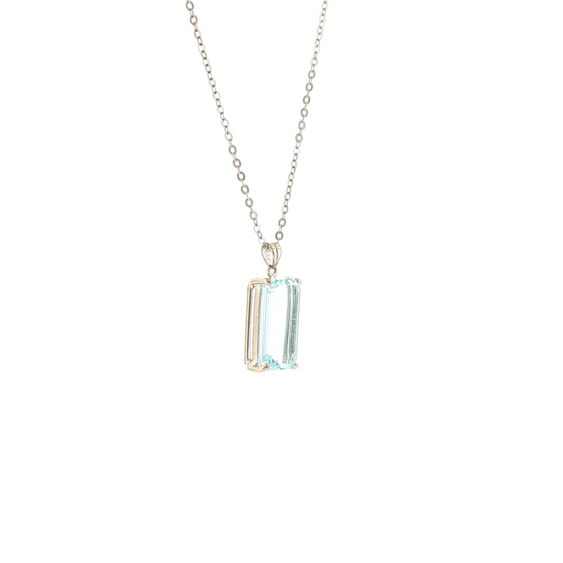 "Pure Aqua" - Vintage Kette mit Anhänger in 18kt Weißgold mit Aquamarin - Juwelier Steiger
