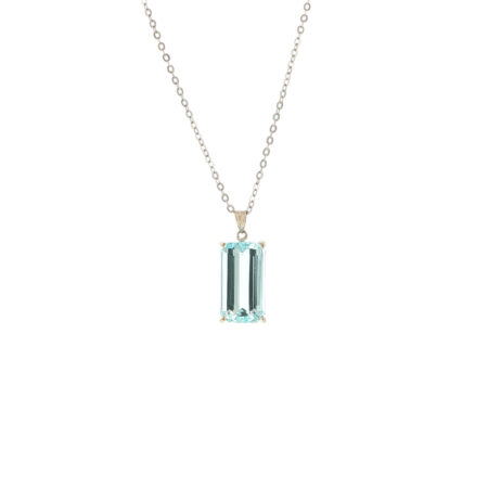 "Pure Aqua" - Vintage Kette mit Anhänger in 18kt Weißgold mit Aquamarin