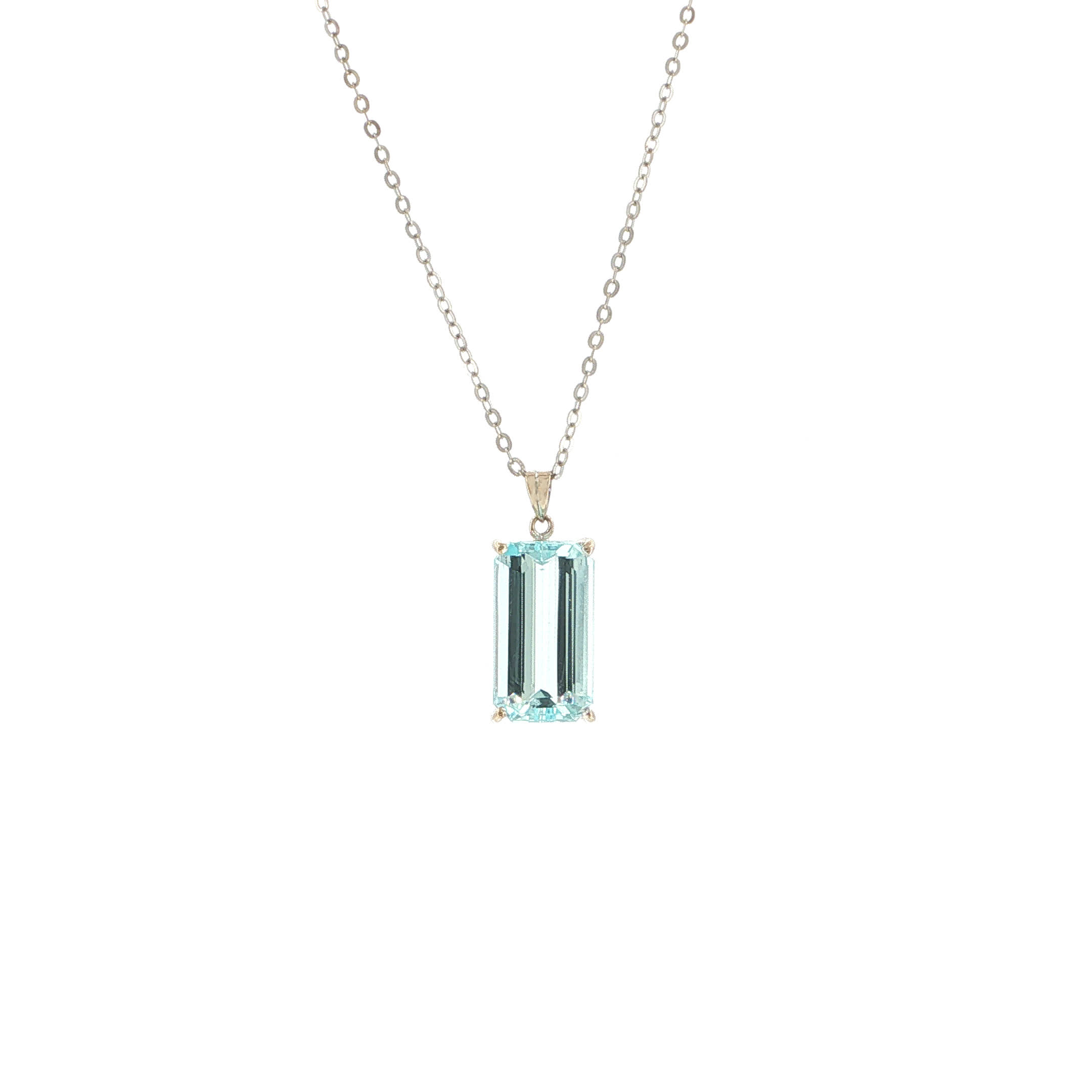 "Pure Aqua" - Vintage Kette mit Anhänger in 18kt Weißgold mit Aquamarin - Juwelier Steiger