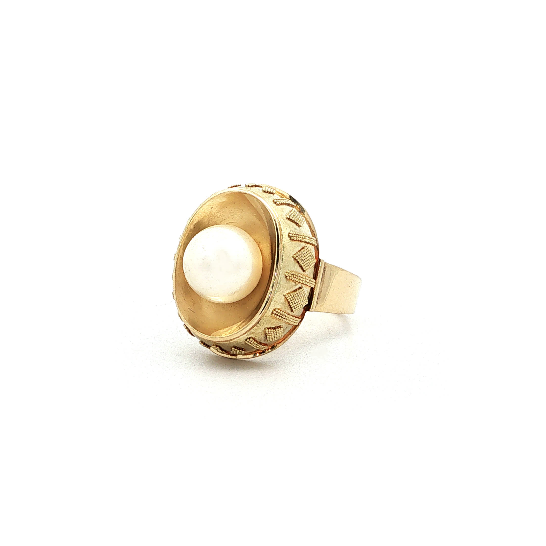 "Royal Pearl" Vintage Ring in 14 Karat Gelbgold mit Perle - Juwelier Steiger
