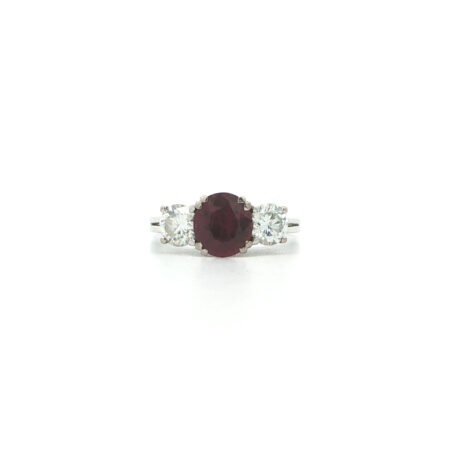 "Ruby Royal" - Vintage Ring in 18kt Weißgold mit natürlichem Rubin & Brillanten