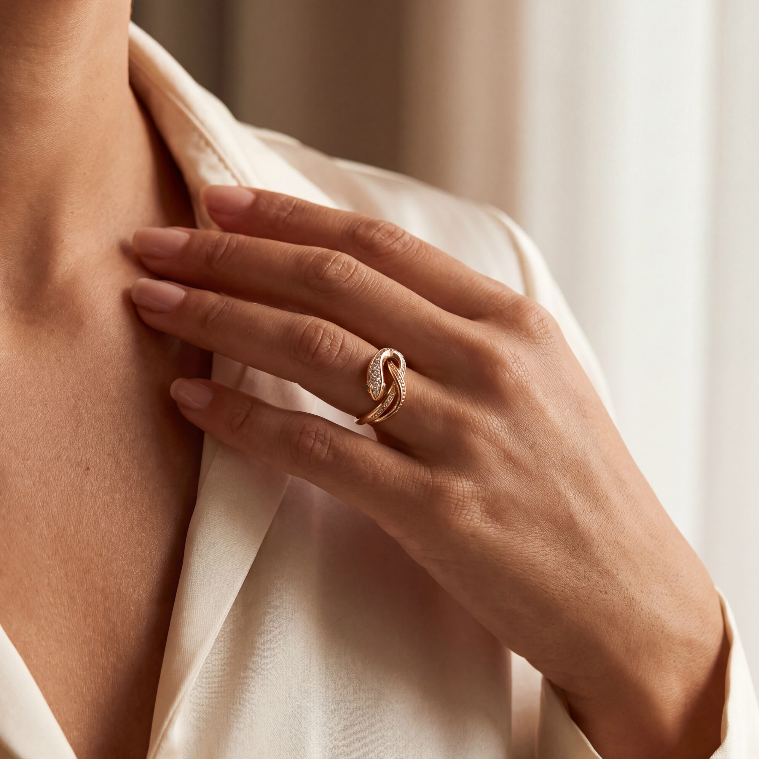 "Serpent´s Kiss" - Vintage Ring in 14kt Gelbgold mit Diamanten - Juwelier Steiger