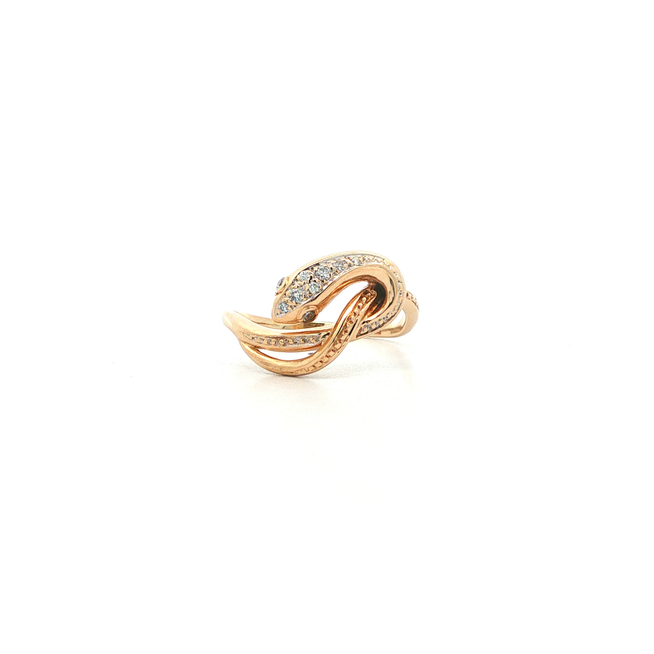 "Serpent´s Kiss" - Vintage Ring in 14kt Gelbgold mit Diamanten - Juwelier Steiger
