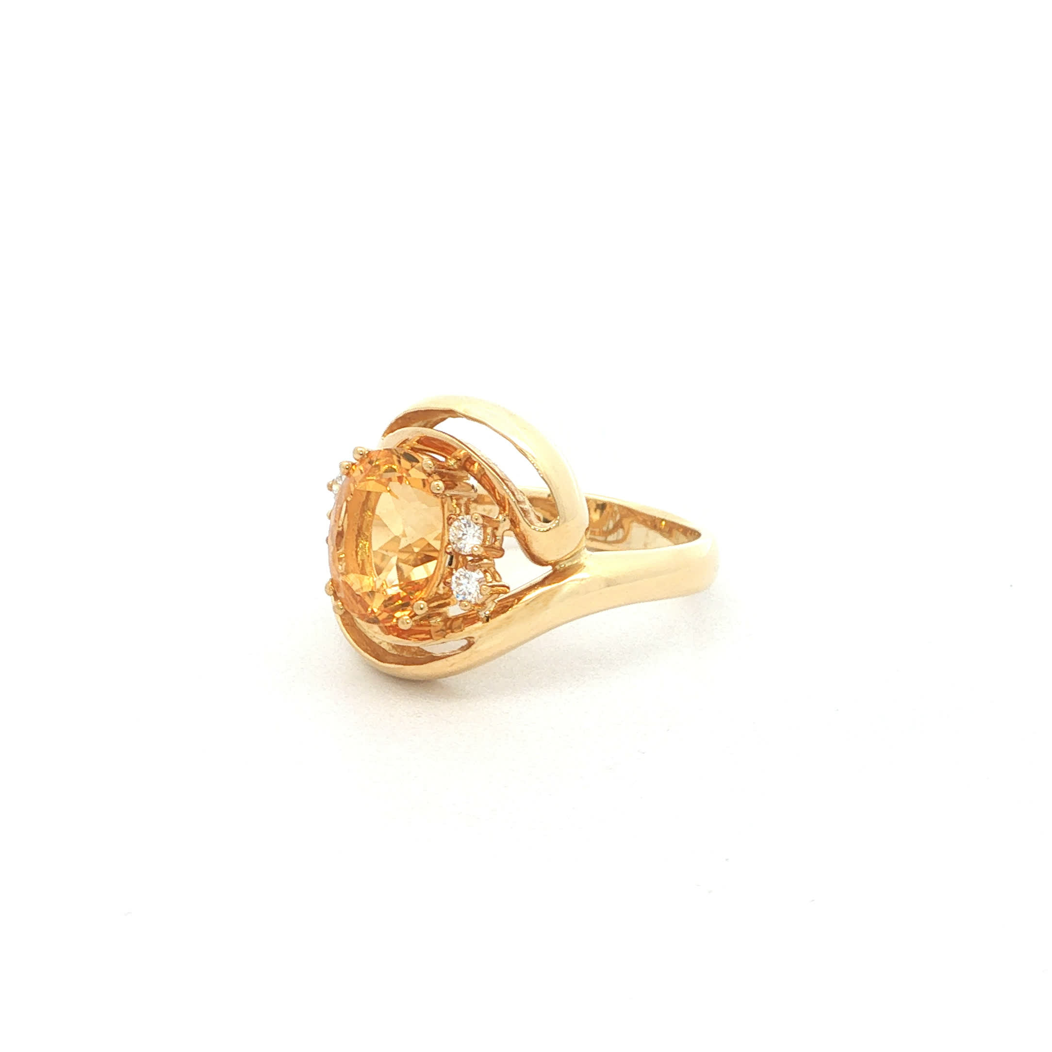 "Sunset Glow" - Vintage Ring in 18kt Gelbgold mit Citrin & Brillanten - Juwelier Steiger