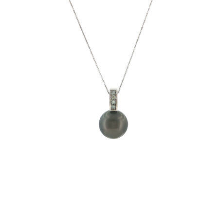 "Tahiti Spark" - Moderner Anhänger in 14kt Weißgold mit Tahiti Perle & Brillanten
