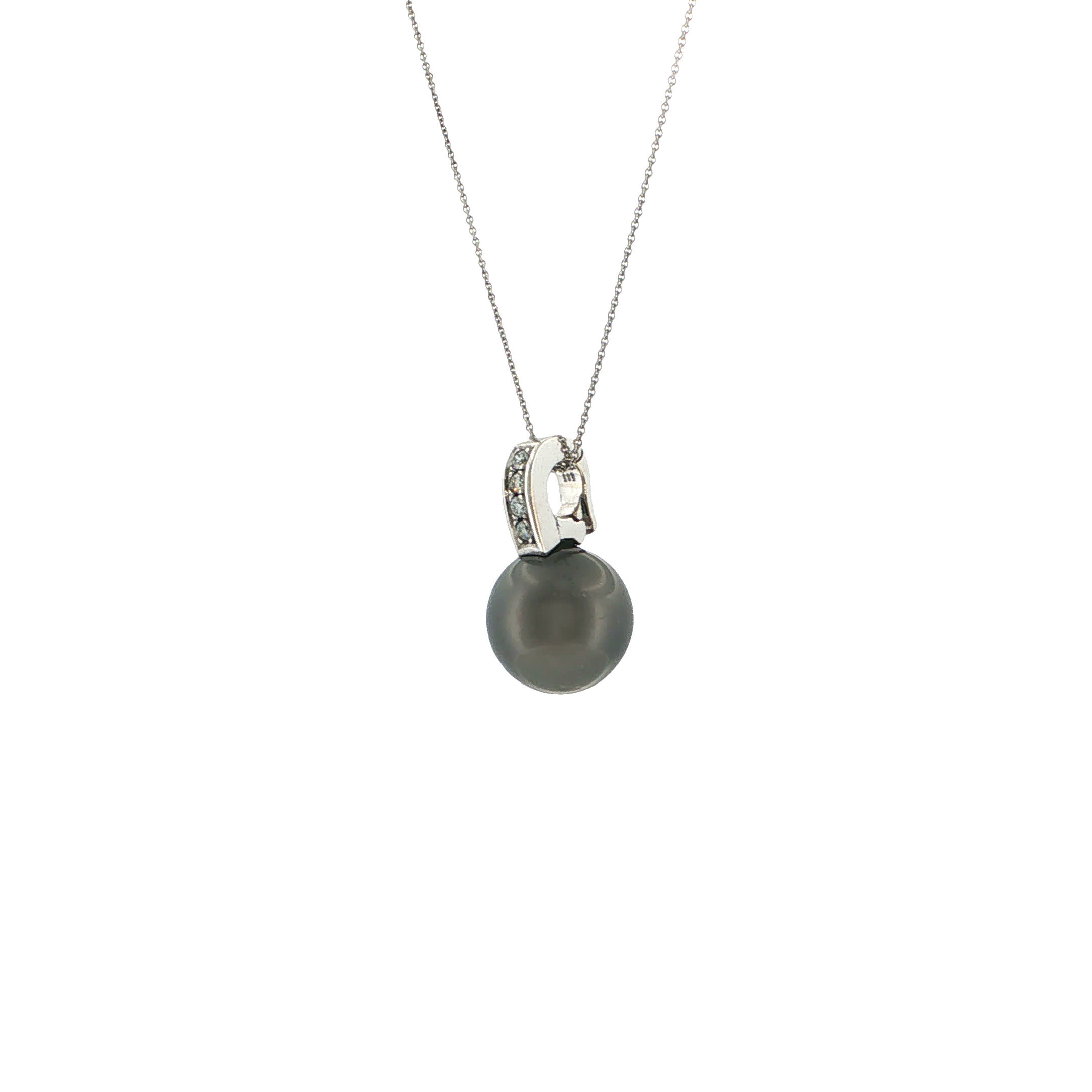 "Tahiti Spark" - Moderner Anhänger in 14kt Weißgold mit Tahiti Perle & Brillanten - Juwelier Steiger