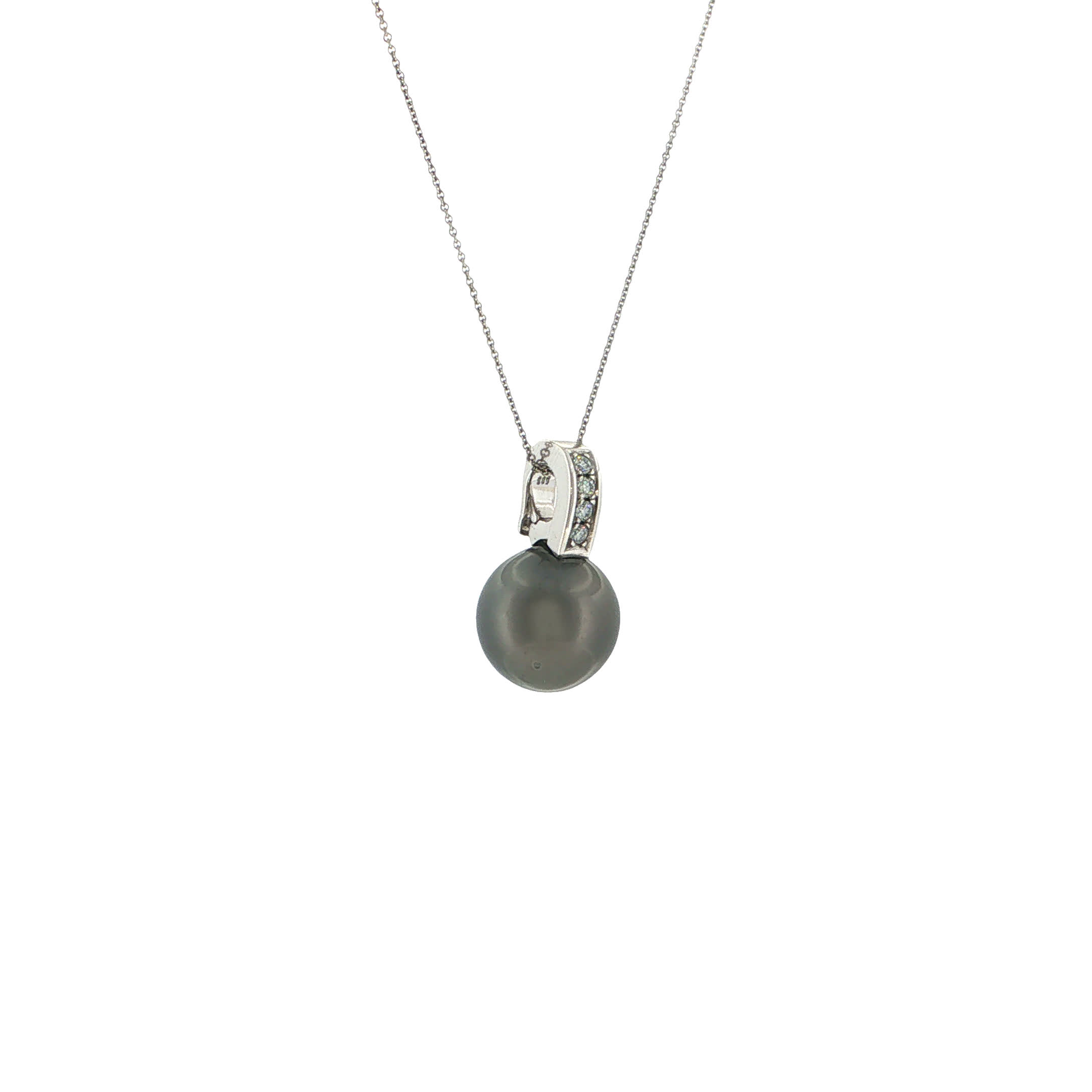 "Tahiti Spark" - Moderner Anhänger in 14kt Weißgold mit Tahiti Perle & Brillanten - Juwelier Steiger