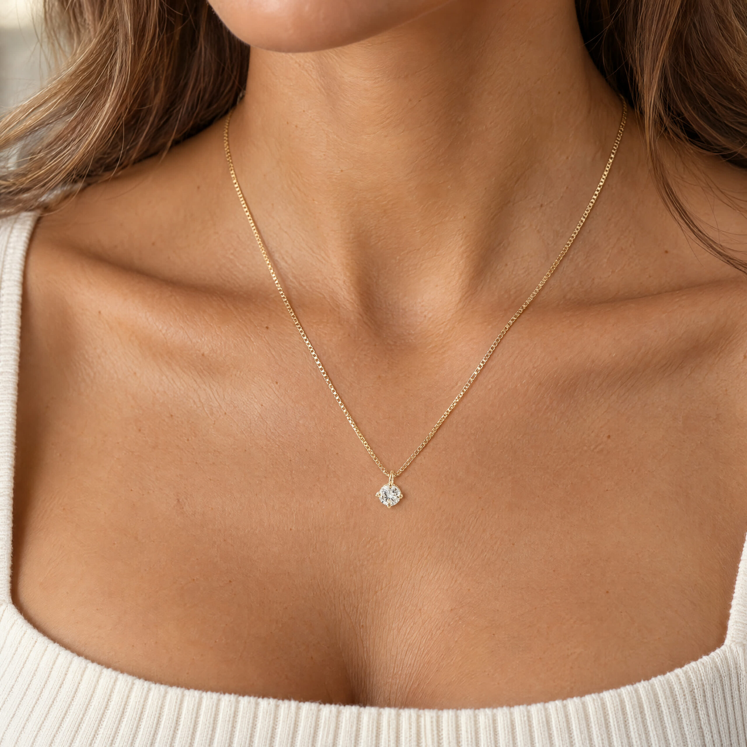 "The One" - Diamant Solitair Collier in 18kt Gelbgold mit Brillant 0,38ct - Juwelier Steiger