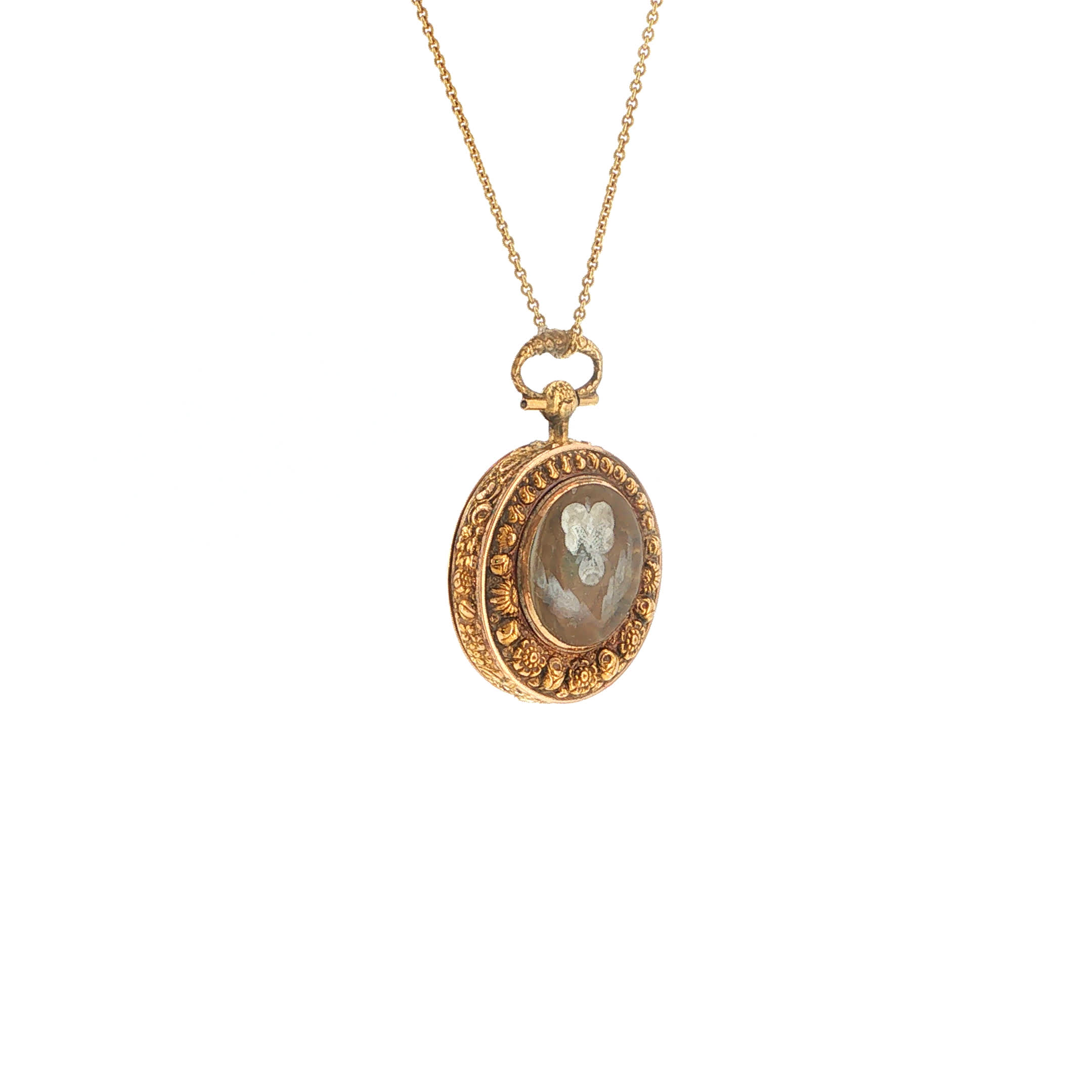 "Through the Looking Glass" - Antikes Medaillon in 18kt Rosegold mit verglastem Sichtfenster - Juwelier Steiger