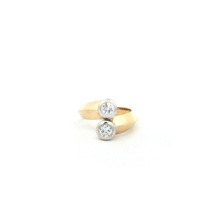 "Toi et Moi" - Vintage Ring in 14kt Gelbgold mit Diamanten im Altschliff zus. ca 0,48ct