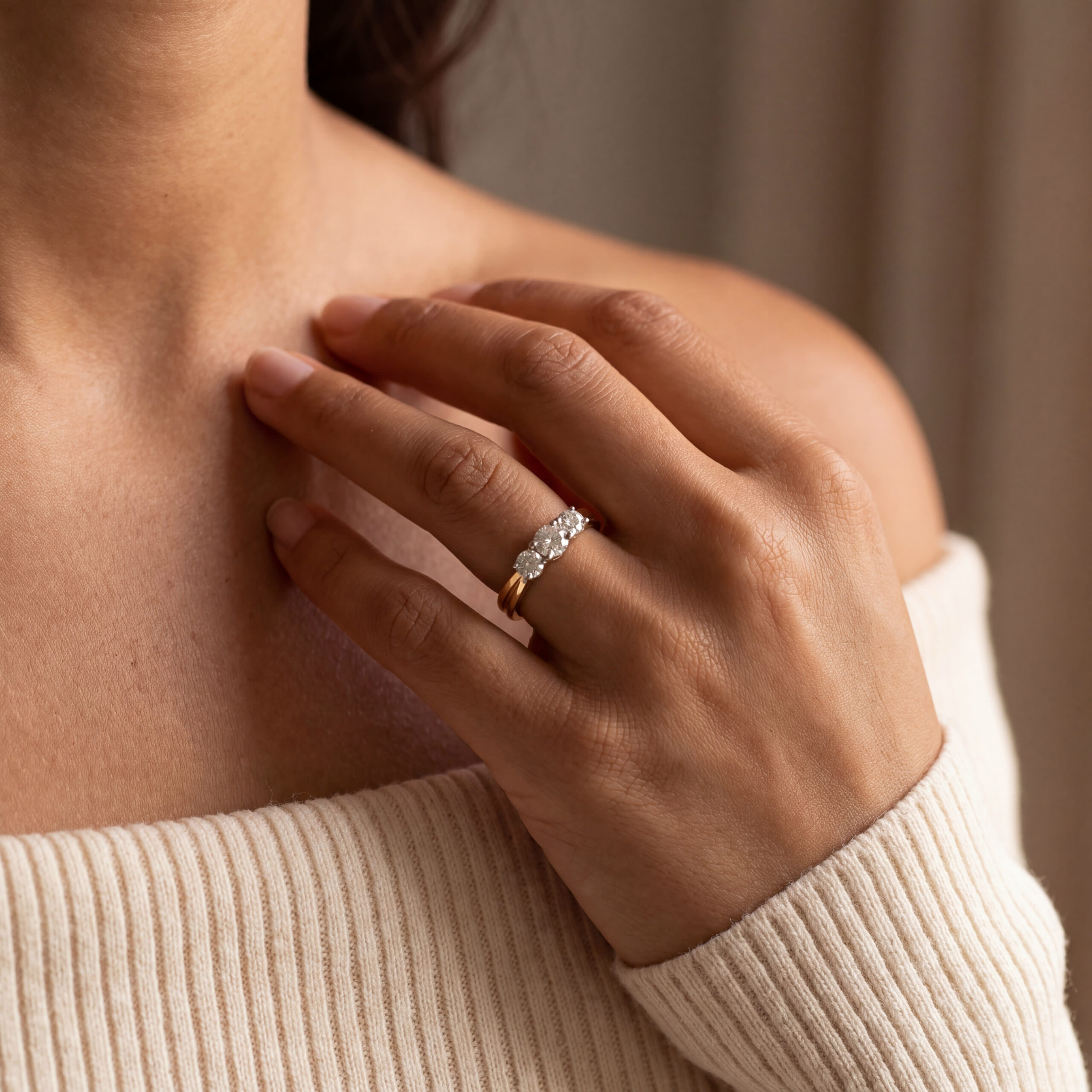 "Triple Spark" - Vintage Ring in 14kt Gelbgold mit Brillanten zus. ca. 0,64ct - Juwelier Steiger