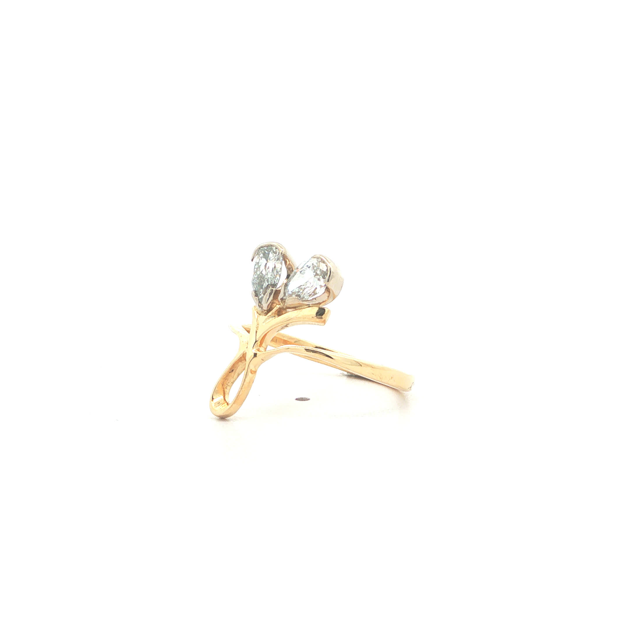 "Two of us" - Vintage Toi et Moi Ring in 18kt Gelbgold mit Pear Shape Diamanten - Juwelier Steiger