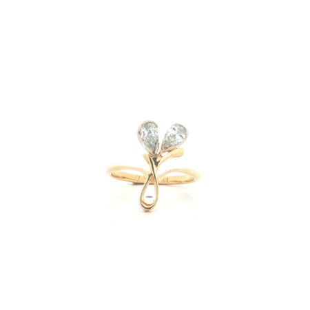"Two of us" - Vintage Toi et Moi Ring in 18kt Gelbgold mit Pear Shape Diamanten
