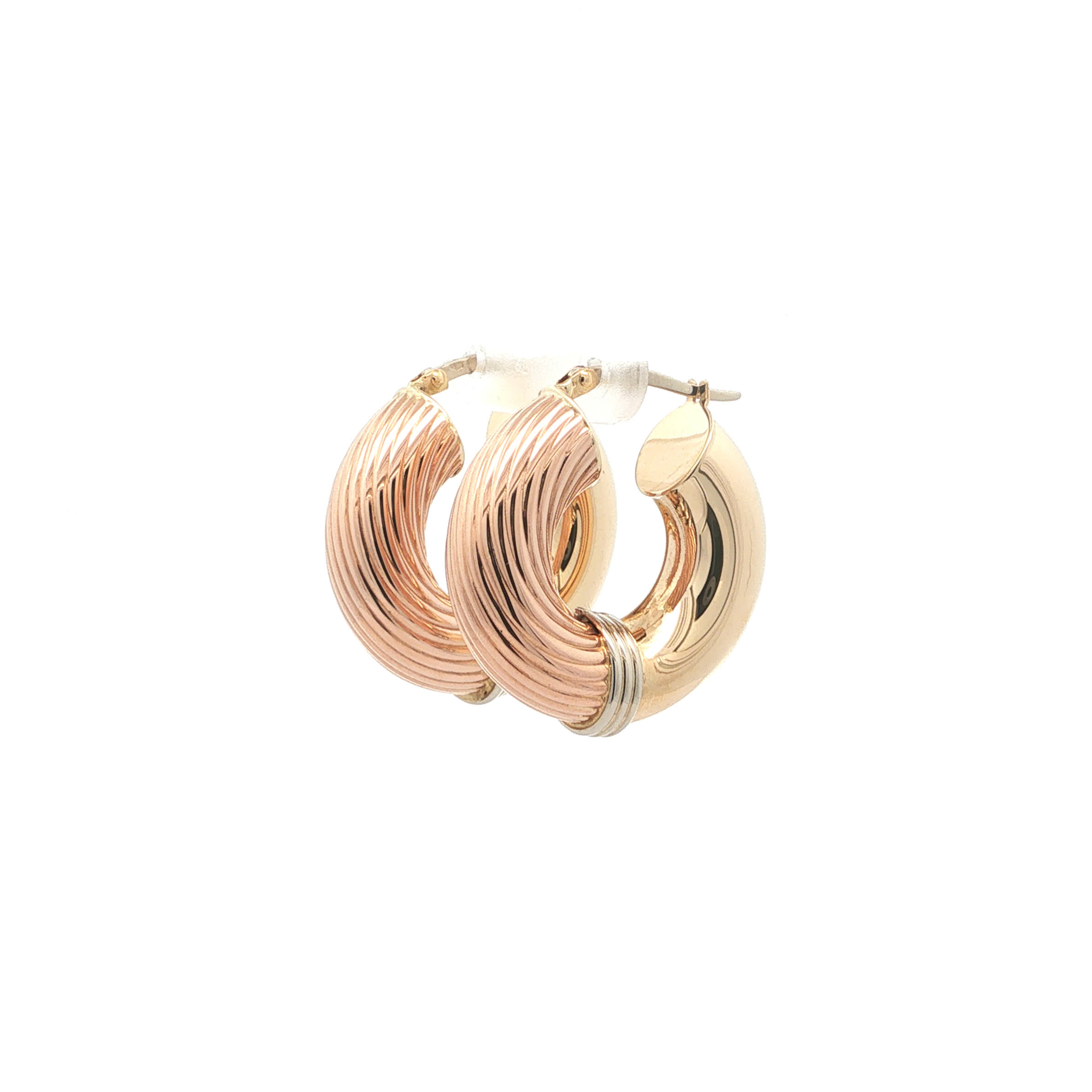 "Two Tone Twist" - Vintage Creolen aus 14kt Rose - und Gelbgold - Juwelier Steiger