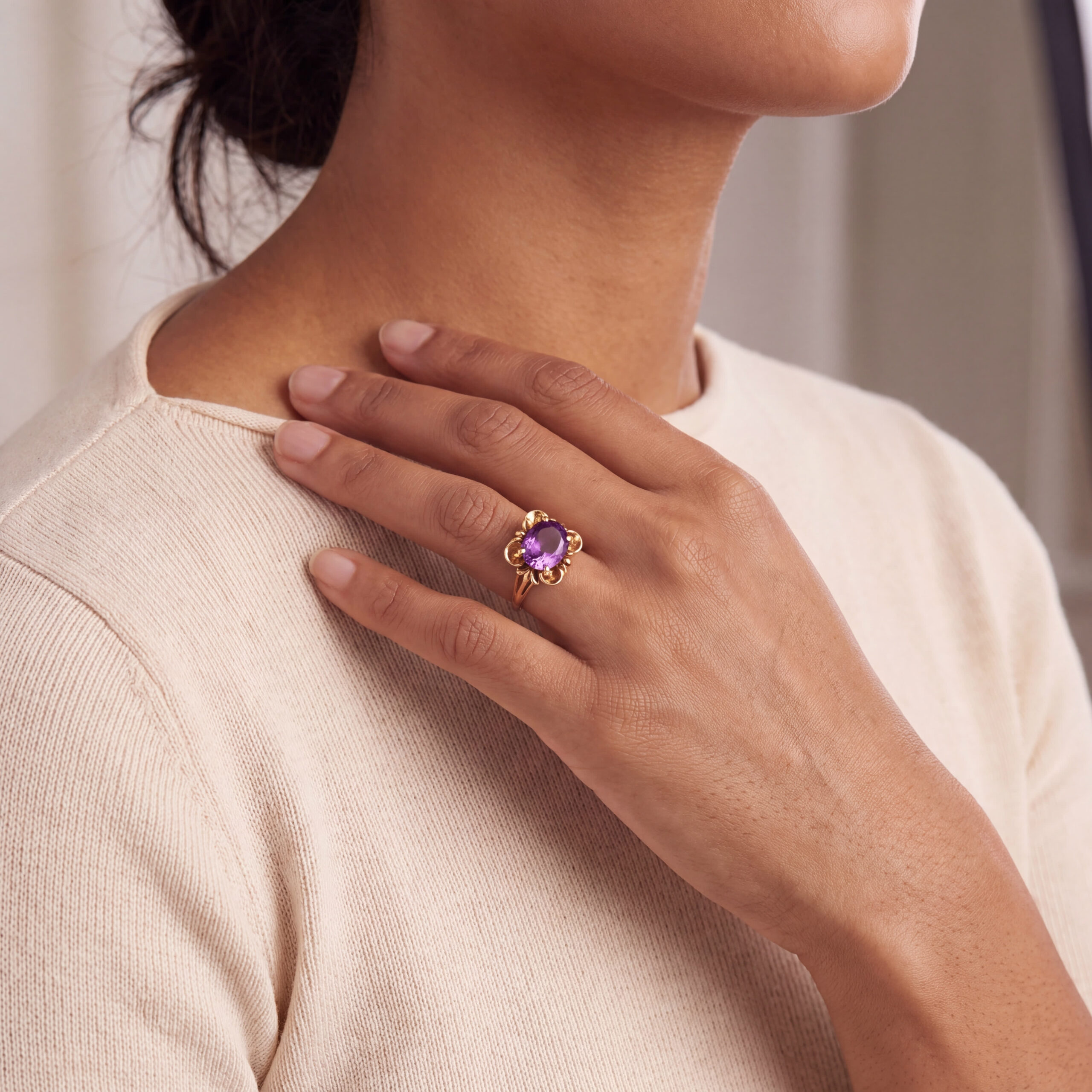"Violet Fifties" - Vintage Amethyst Ring in 14kt Gelbgold - Juwelier Steiger