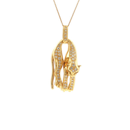 "Wild Elegance" - Vintage Panther Anhänger in 18kt Gelbgold mit Brillanten - Juwelier Steiger