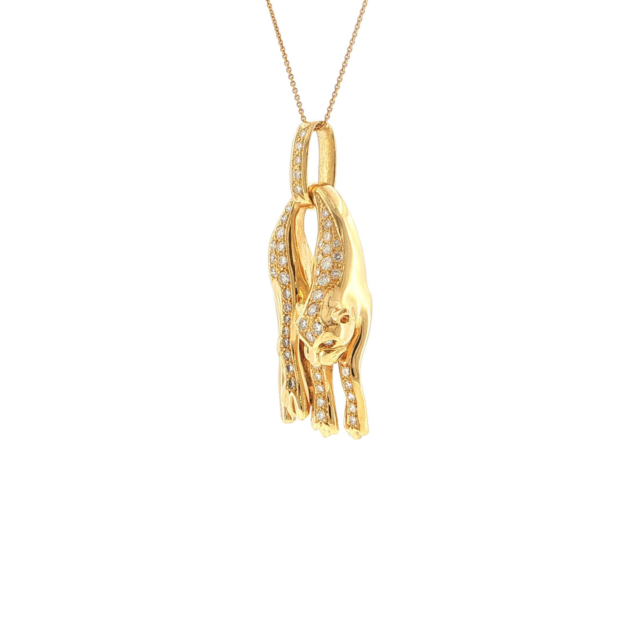 "Wild Elegance" - Vintage Panther Anhänger in 18kt Gelbgold mit Brillanten - Juwelier Steiger