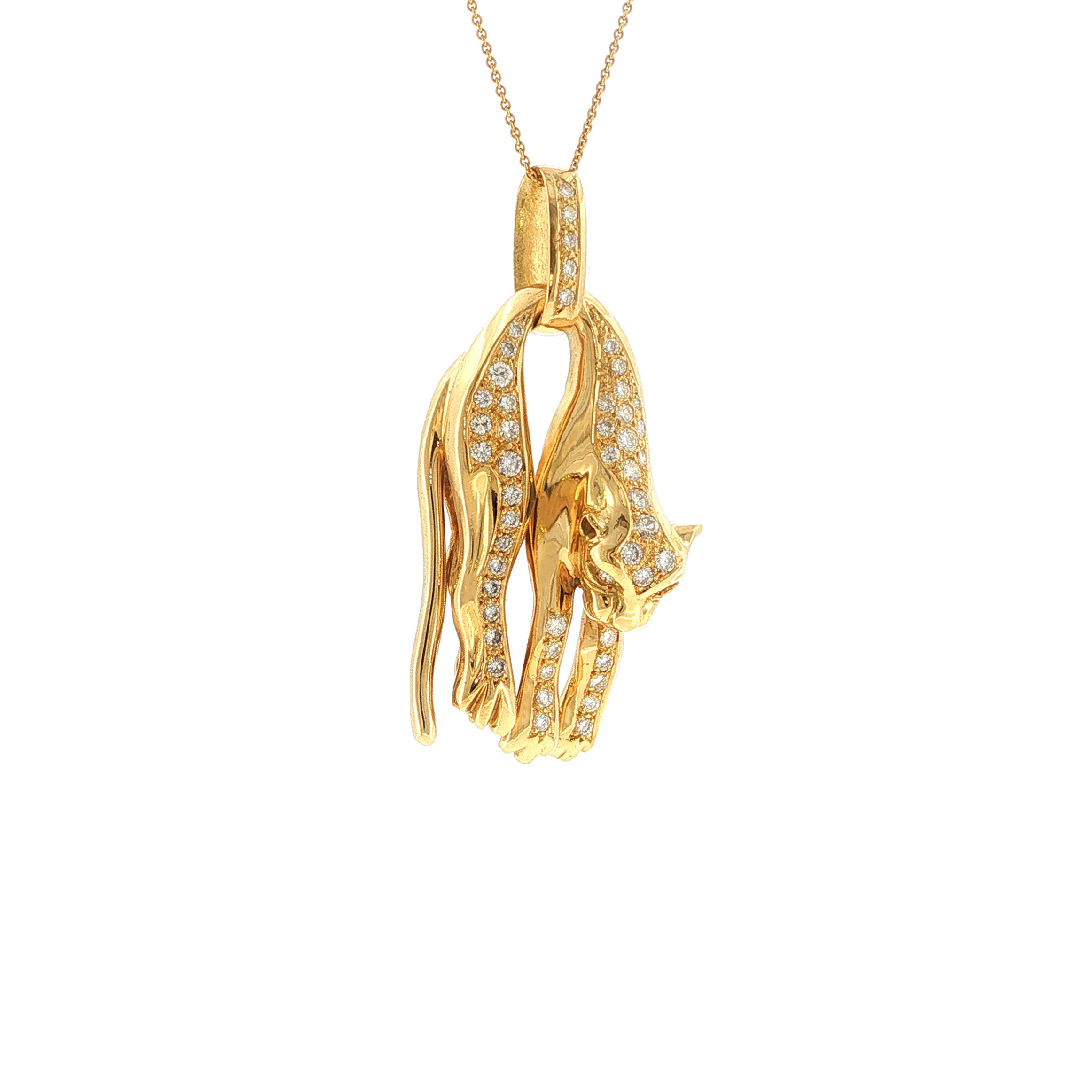 "Wild Elegance" - Vintage Panther Anhänger in 18kt Gelbgold mit Brillanten - Juwelier Steiger