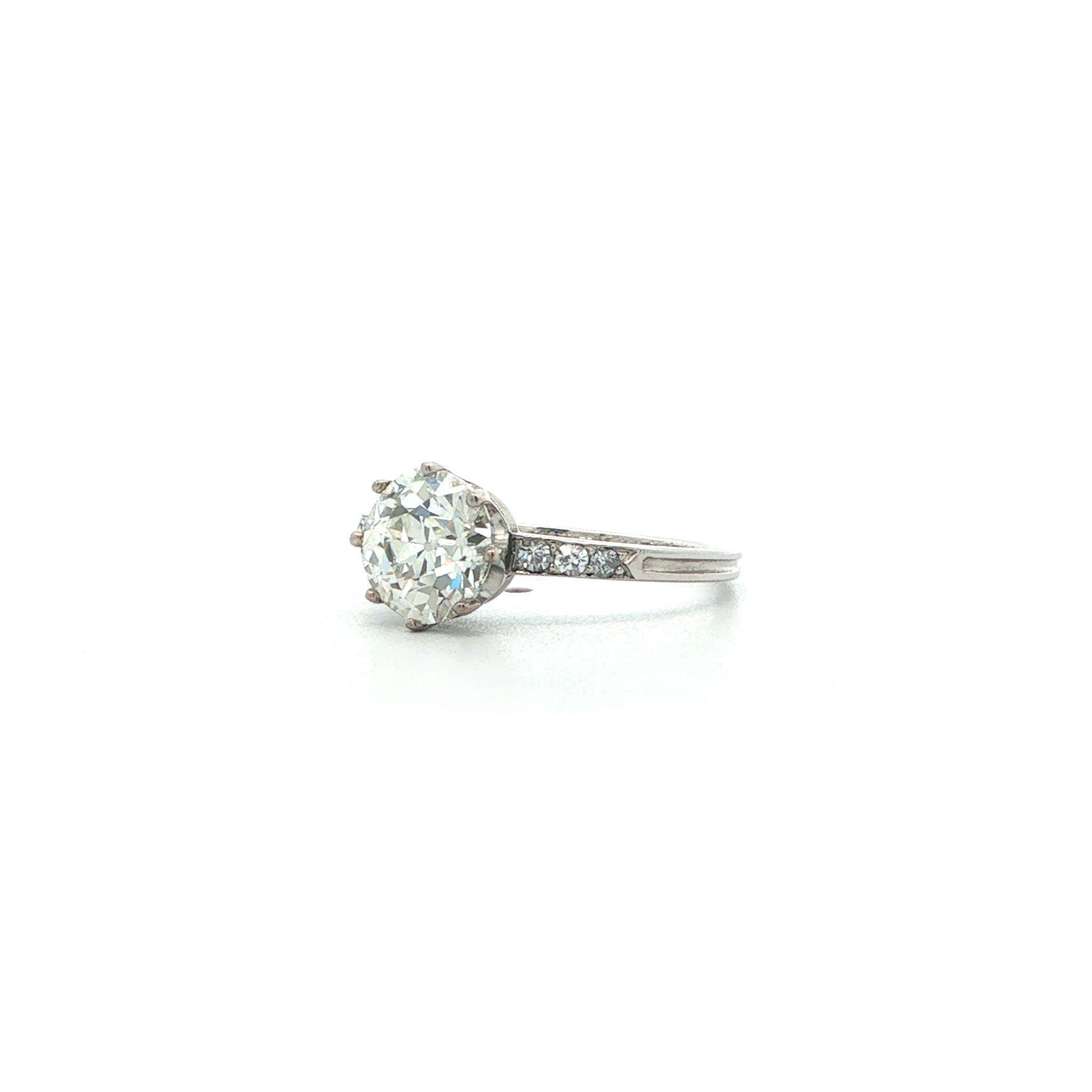 "You are the one" altschliff Vintage Ring in Platin mit Brillant - Juwelier Steiger