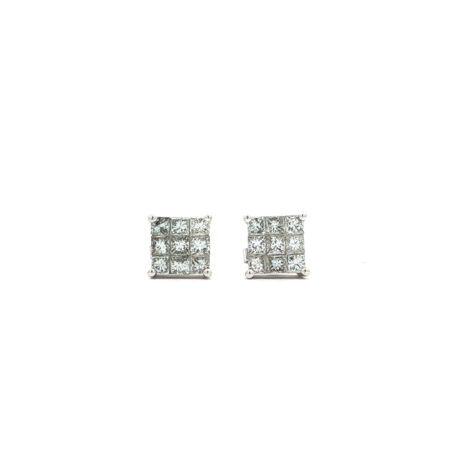"Zwei Würfel Glück" - Vintage Ohrstecker in 14kt Weißgold mit Diamanten