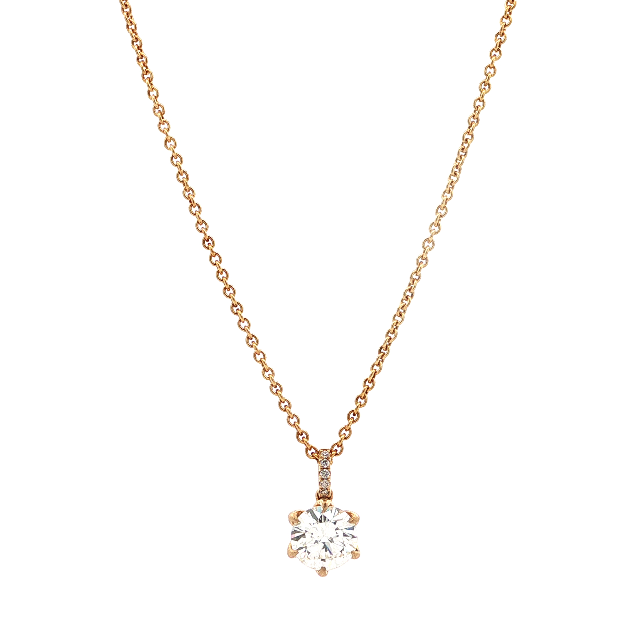 "The statement stone" - Moderne Solitaire Kette mit Anhänger in 18 Karat Gelbgold 2,45 ct.