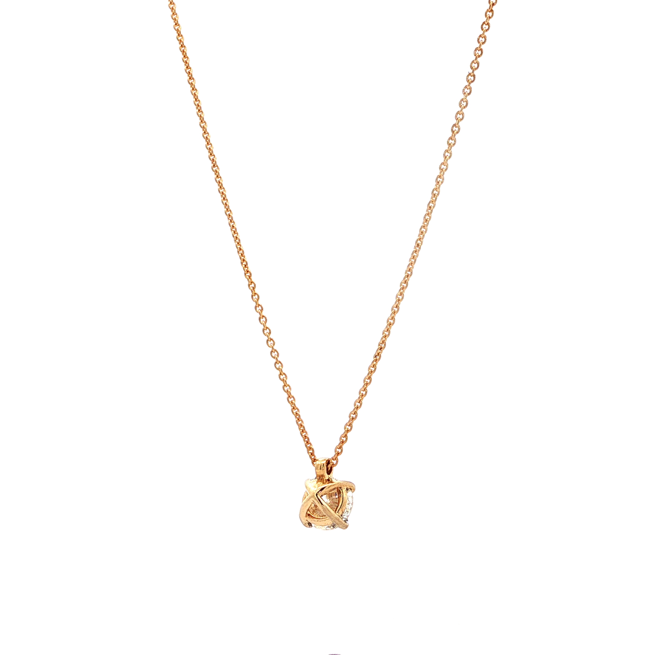 "One carat of love" - Moderne Solitaire Kette mit Anhänger in 18 Karat Gelbgold 1.03 ct.