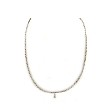 "Wellendorff Kordelcollier" - Vintage Collier 18 Karat Weißgold mit Diamant