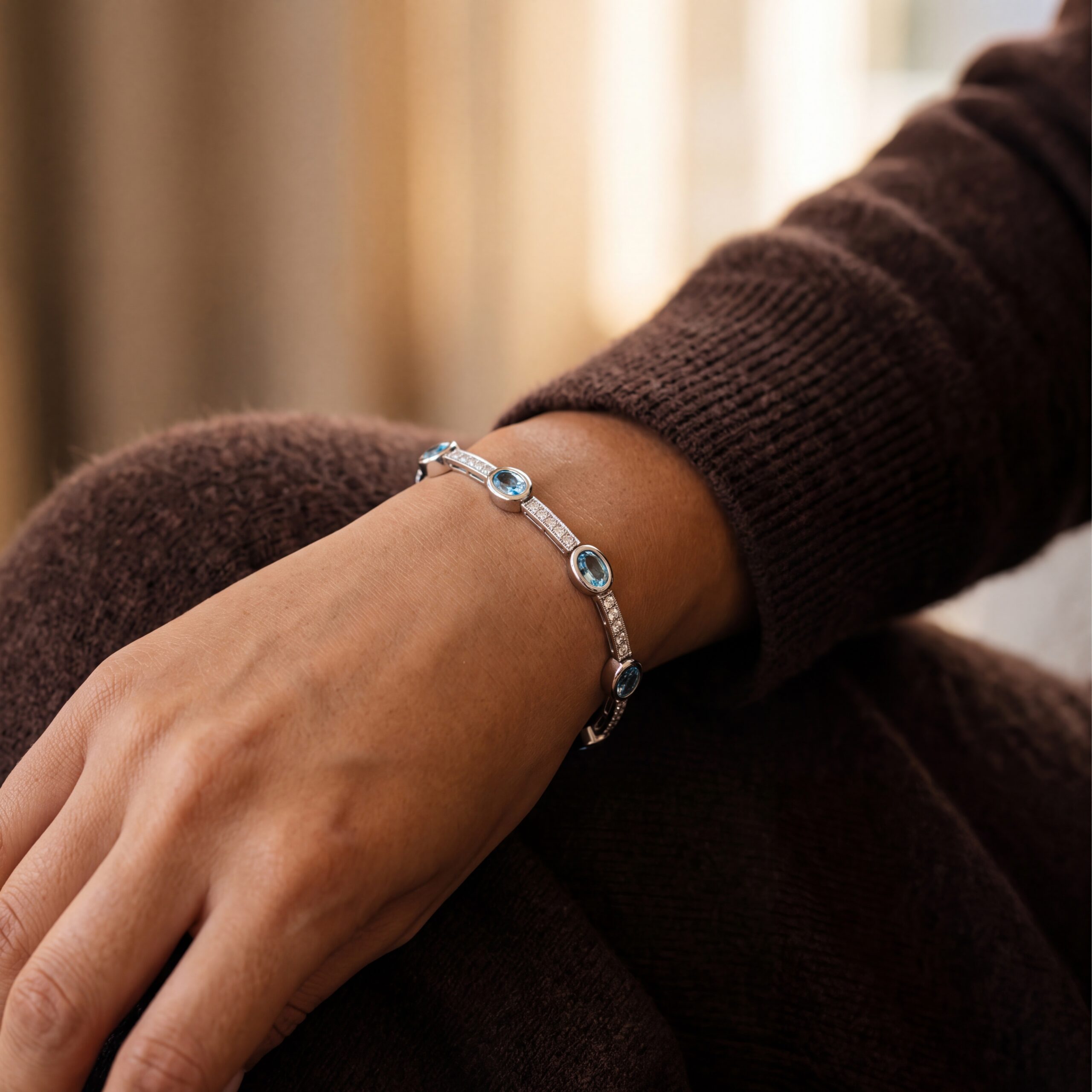 "Ocean Light" - Vintage Armband in 18 Karat Weißgold