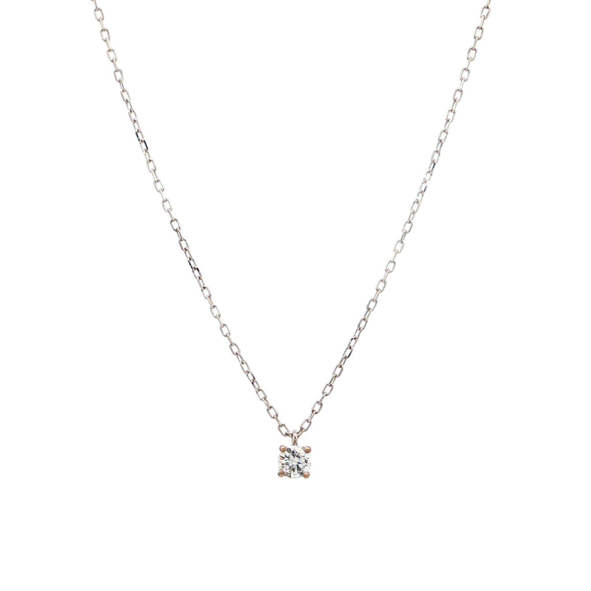 "A little piece of love" - Moderne Solitaire Kette mit Anhänger in 18 Karat Weißgold 0,25 ct.
