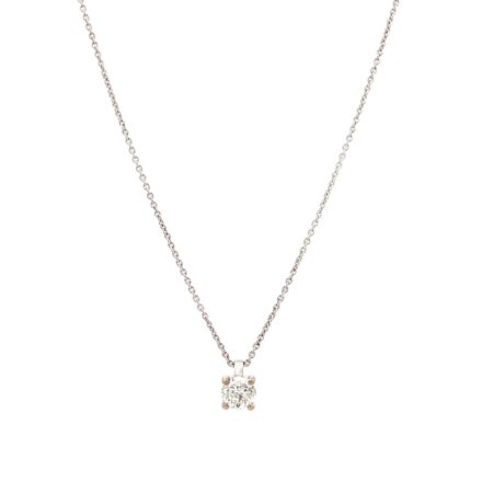 "A touch of luxury" - Moderne Solitaire Kette mit Anhänger in 18 Karat Weißgold 0,74 ct.