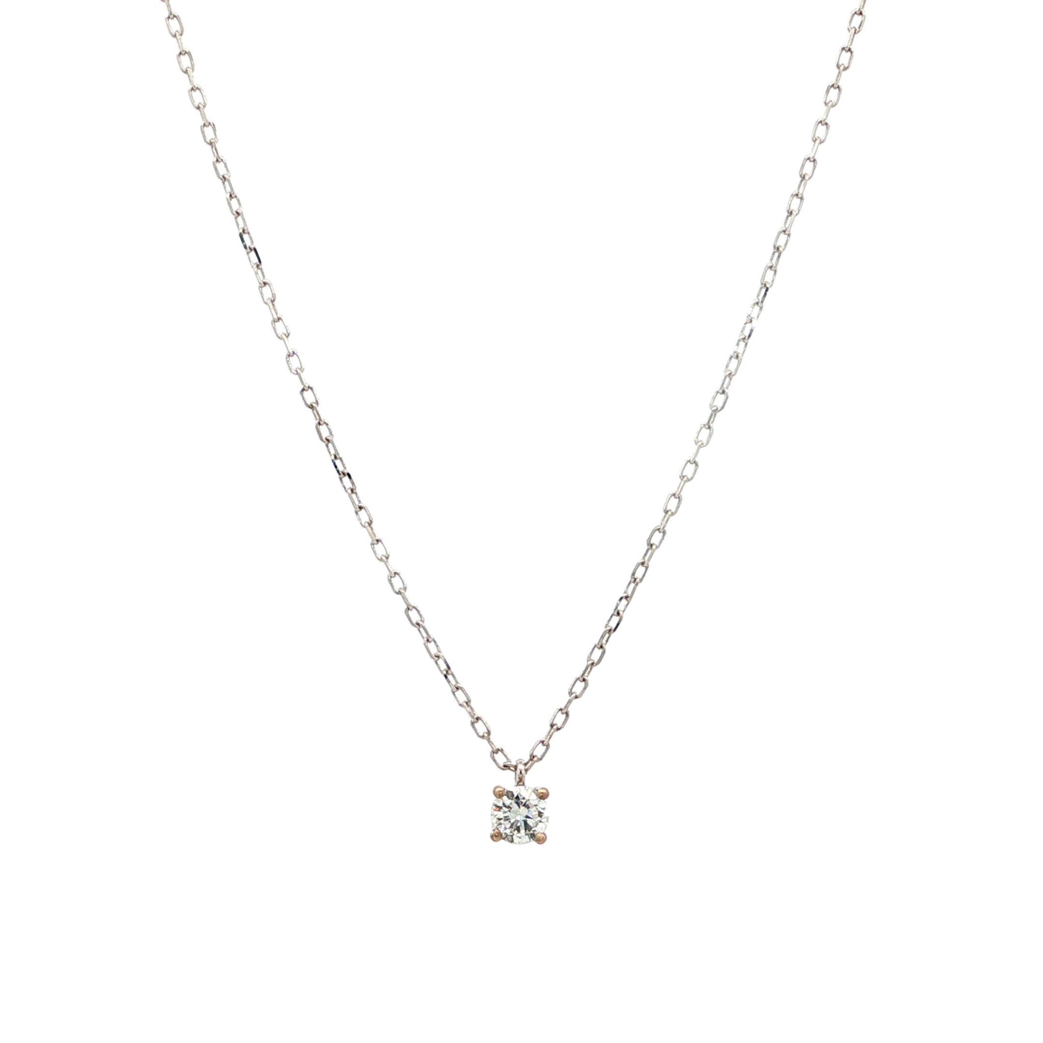"As a token of my love" - Moderne Solitaire Kette mit Anhänger in 18 Karat Weißgold 0,26 ct.