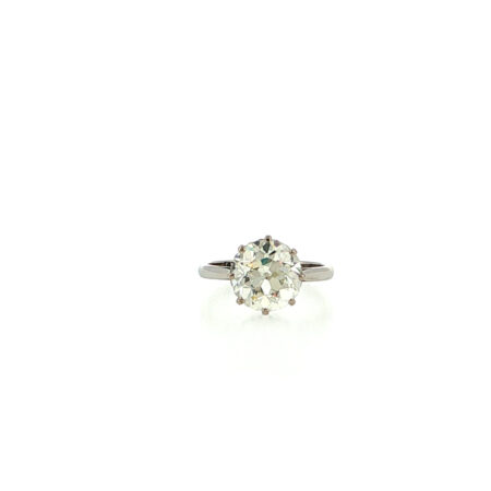 "Big Love" - Vintage Ring in 18kt Weißgold mit Altschliff-Diamant Solitaire ca. 3.30 ct.