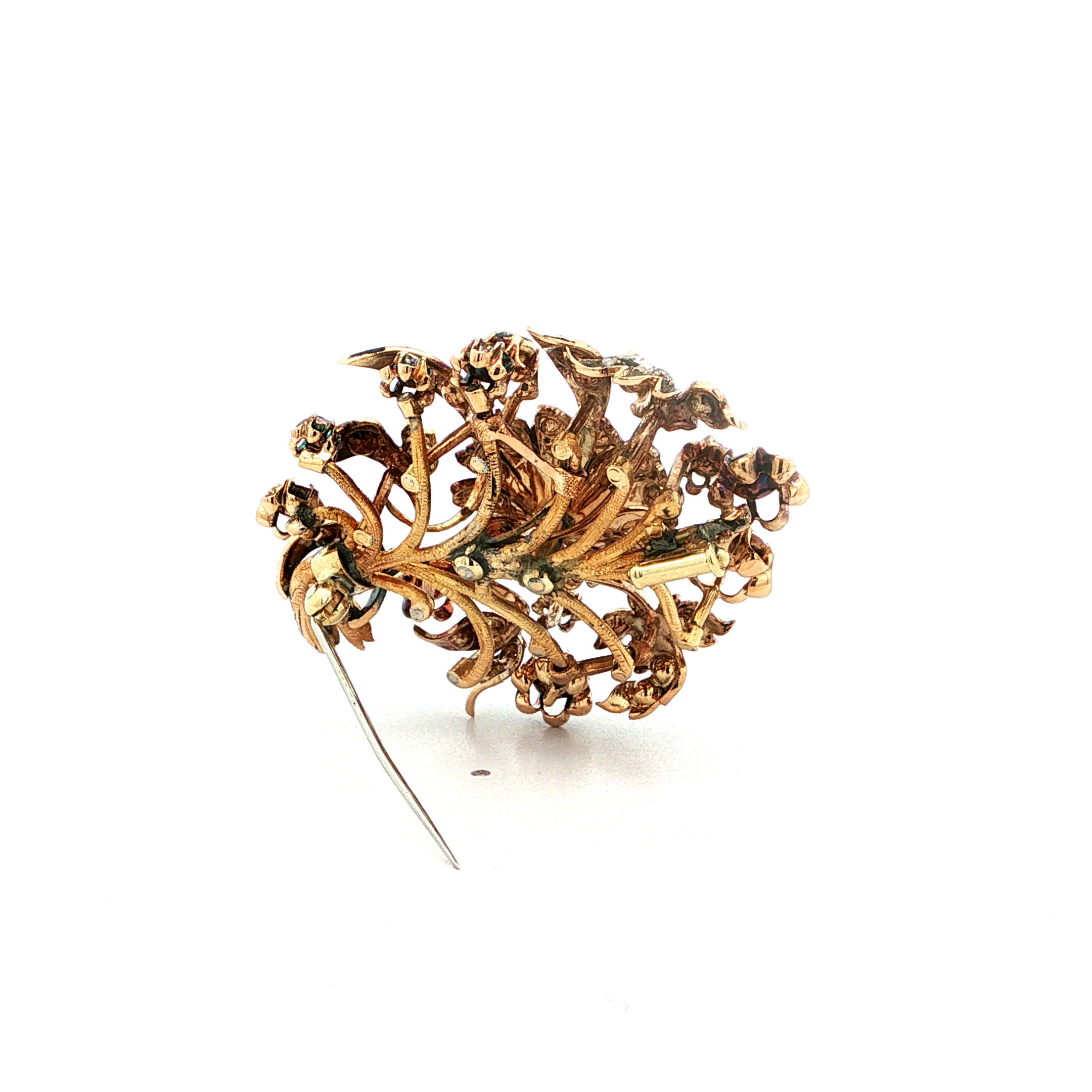 "Bouquet Èternel" - Antike Brosche 18 Karat Gelbgold mit Diamantrosen - Juwelier Steiger