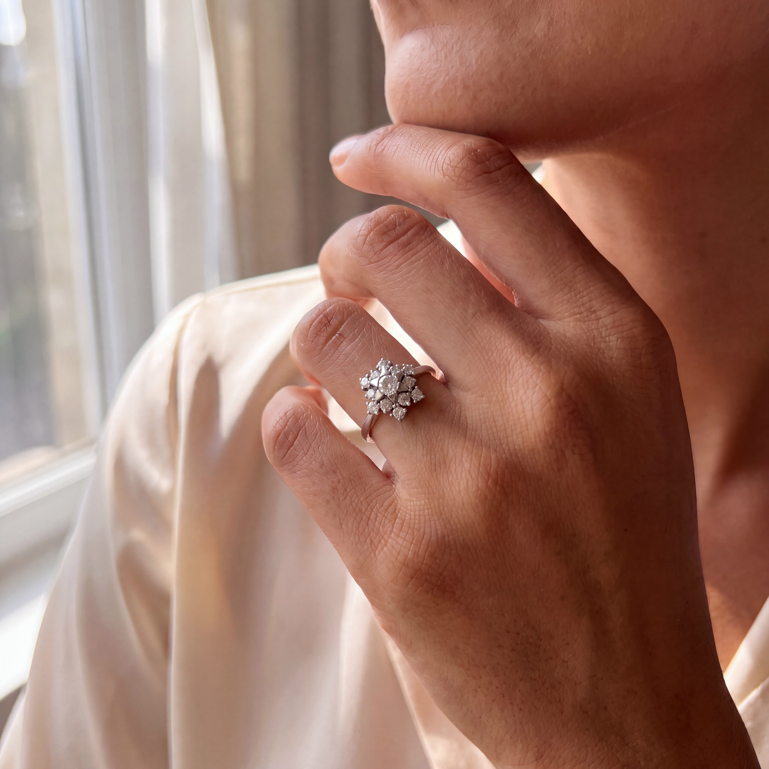 "Brillant Tower" - Vintage Ring in 14kt Weißgold mit Brillanten - Juwelier Steiger