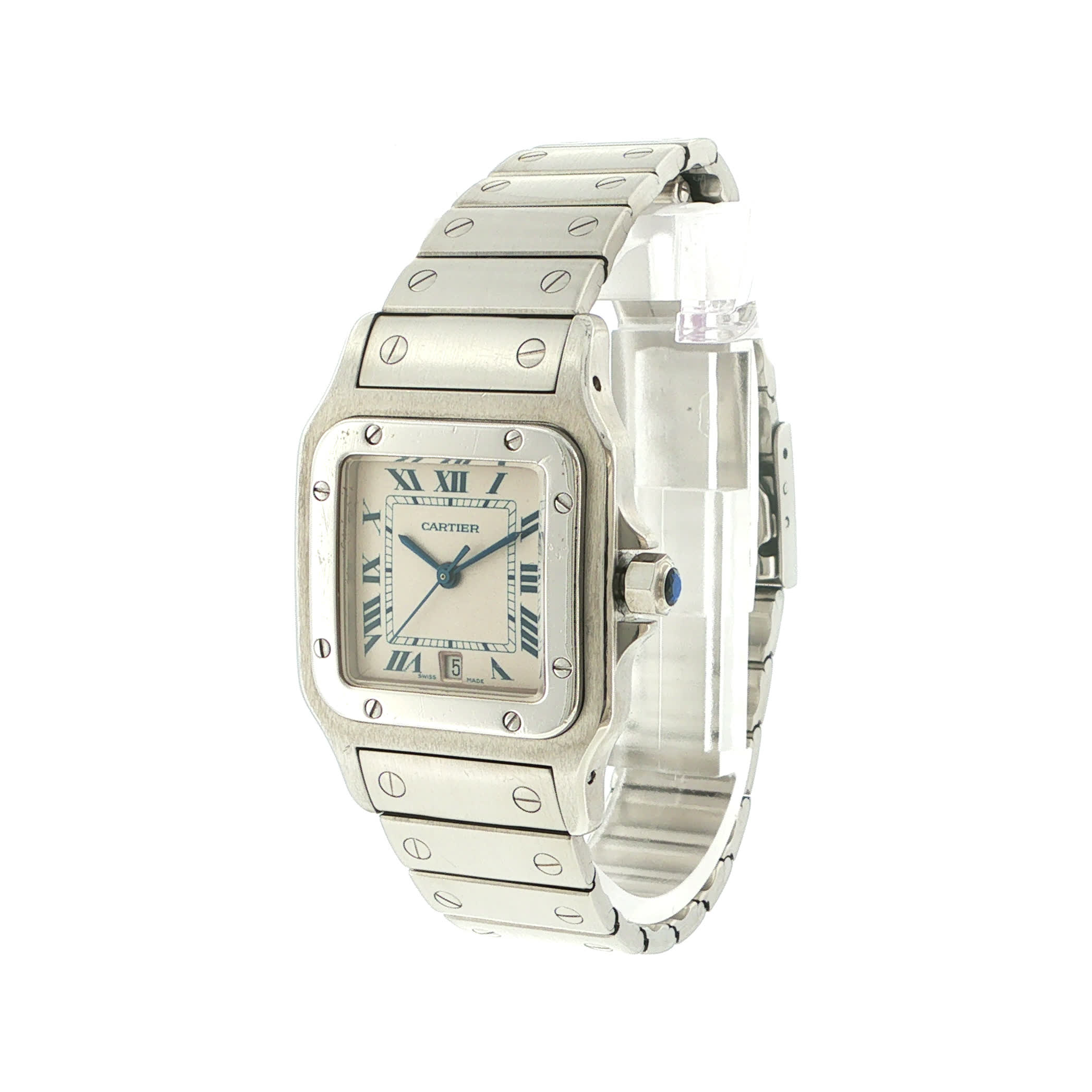 "Cartier Santos" - Vintage Arrmbanduhr Stahl im FullSet - Juwelier Steiger