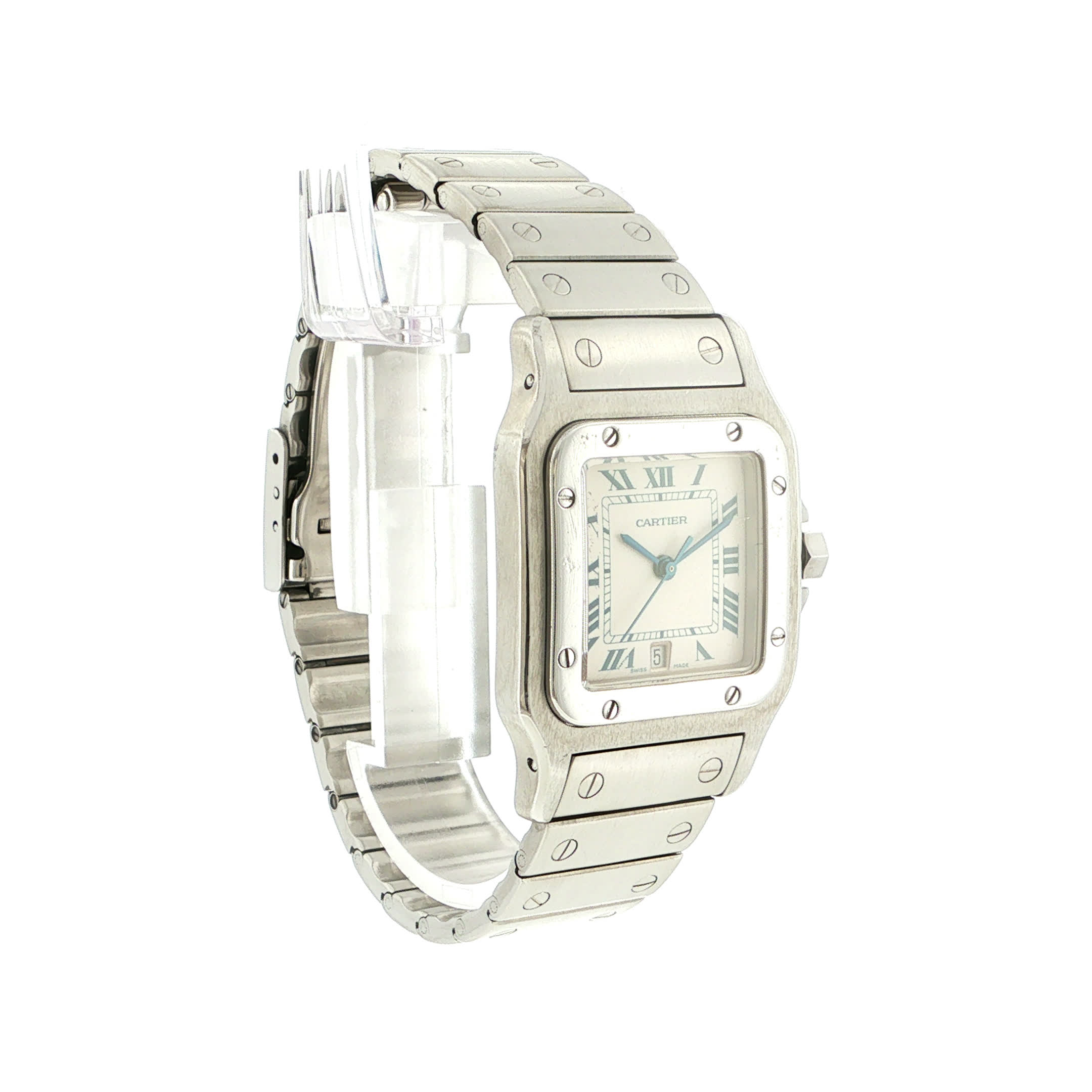 "Cartier Santos" - Vintage Arrmbanduhr Stahl im FullSet - Juwelier Steiger