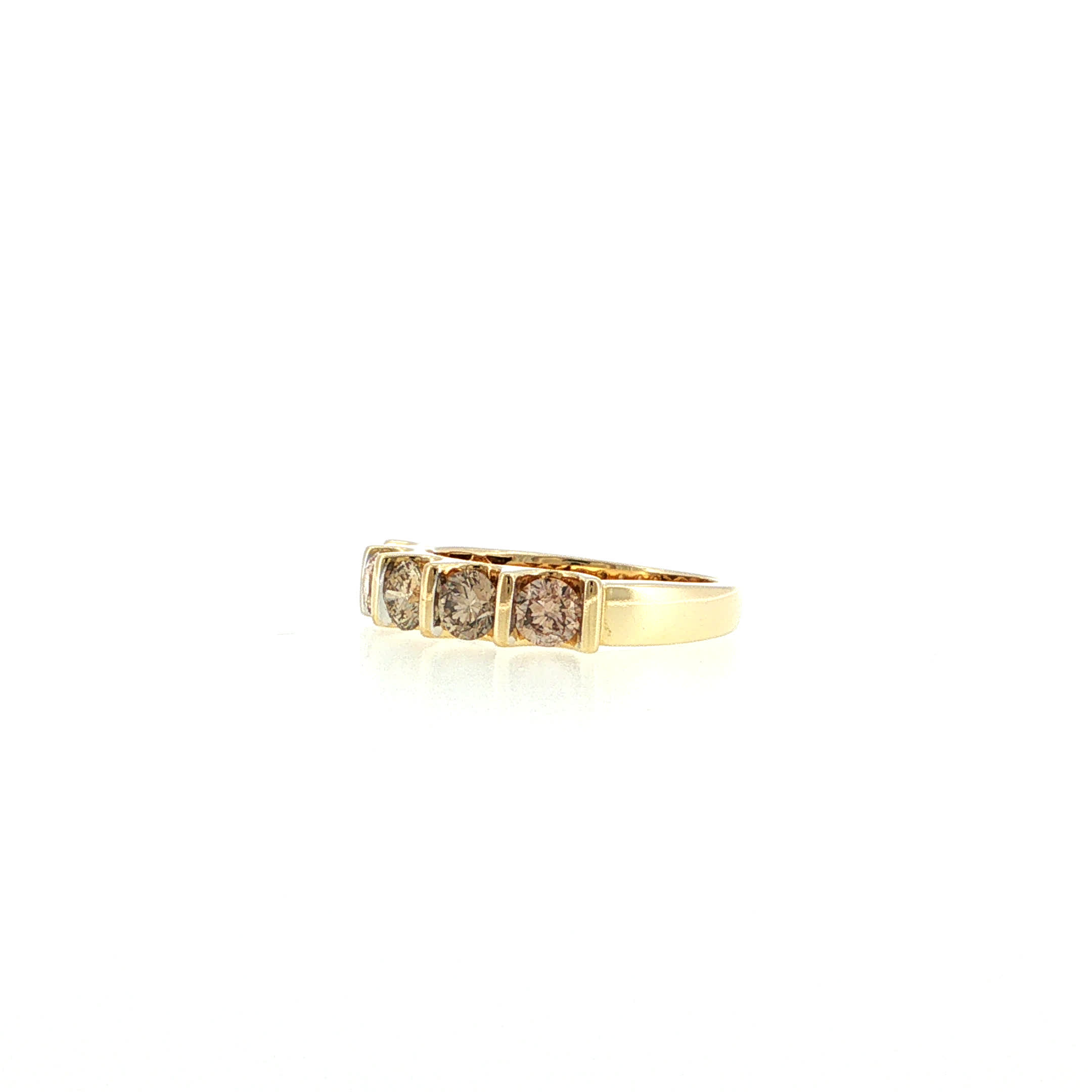 "Champagne in a row" - Vintage Ring in 14kt Gelbgold mit Brillanten - Juwelier Steiger