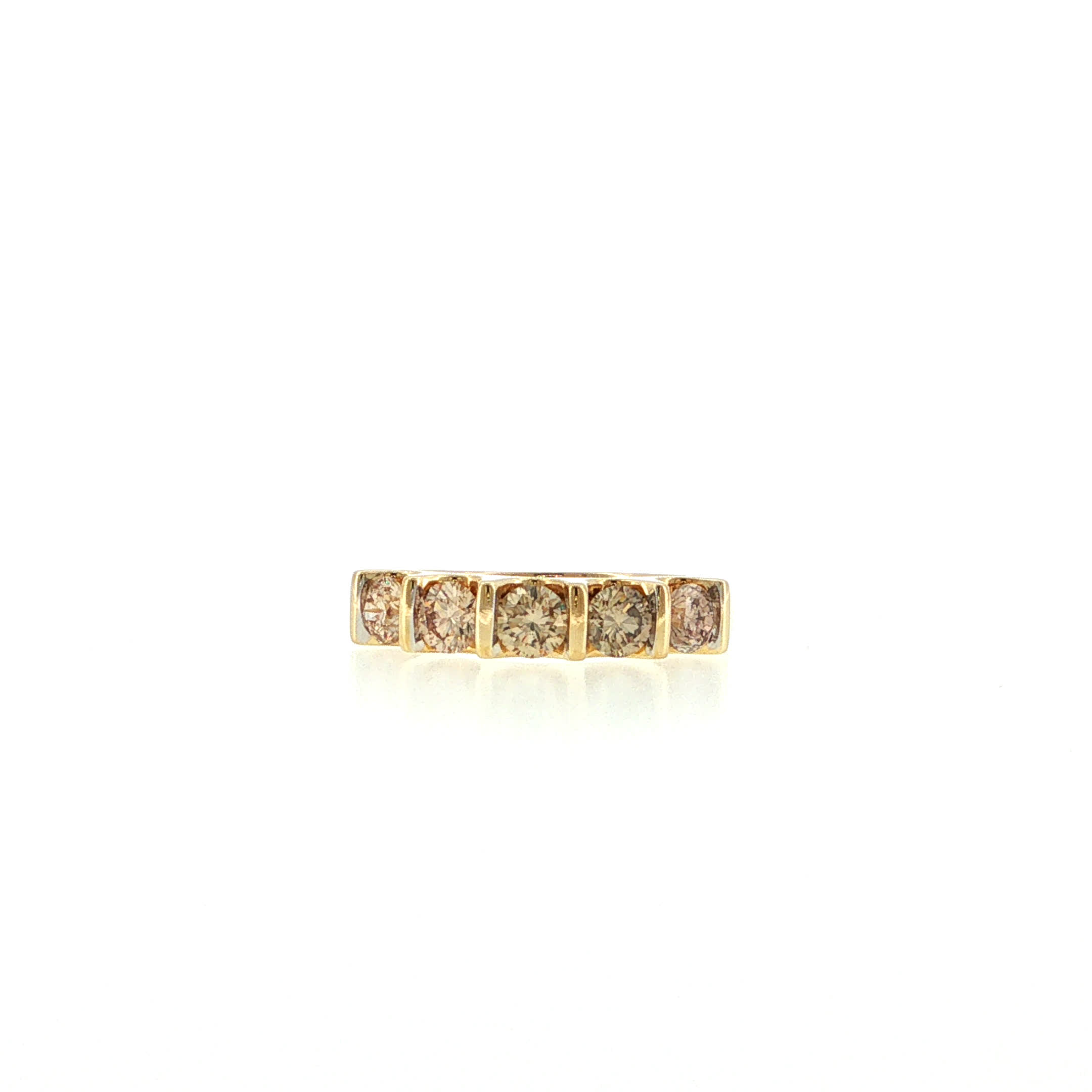 "Champagne in a row" - Vintage Ring in 14kt Gelbgold mit Brillanten - Juwelier Steiger