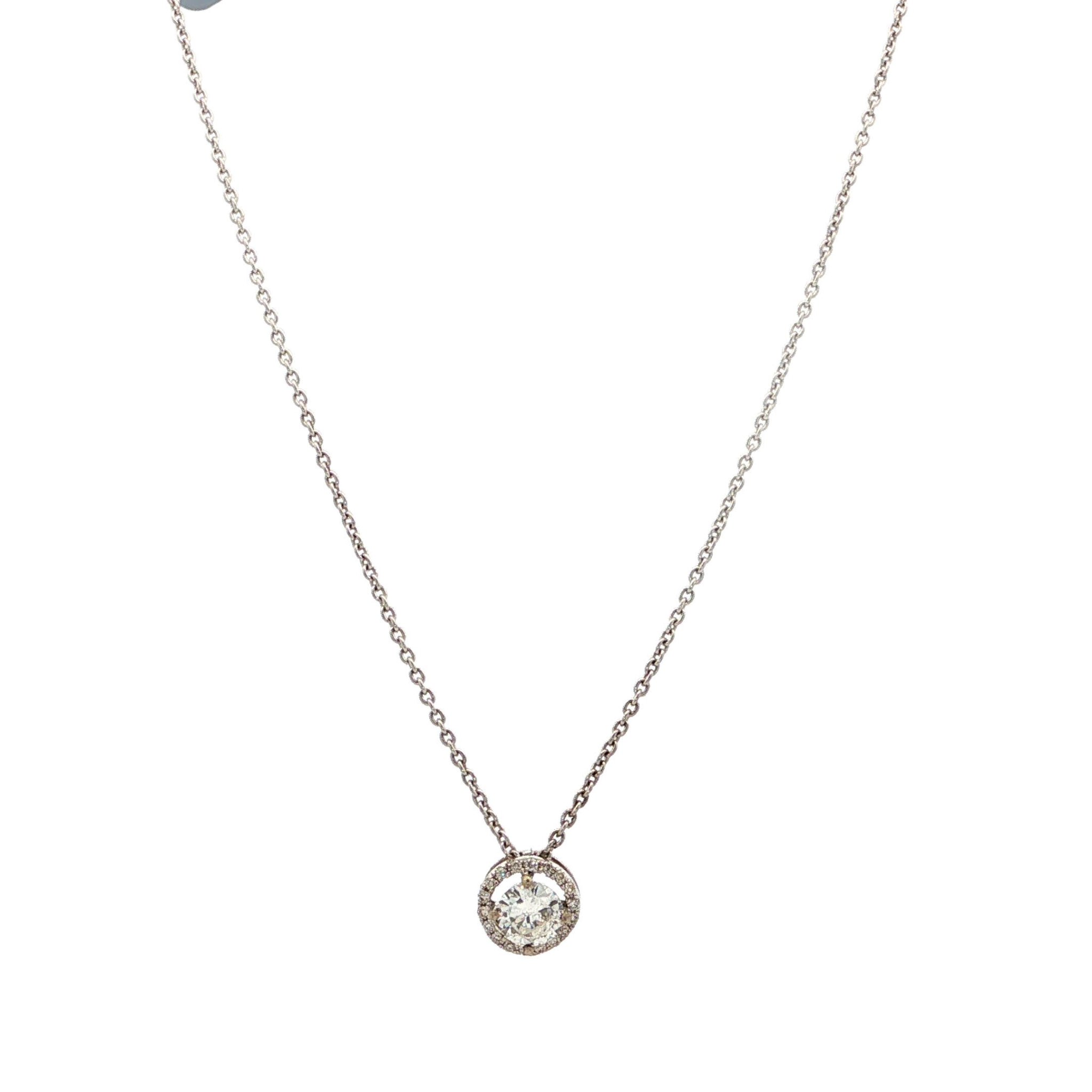 "Circle of Brilliance" - Moderne Solitaire Kette mit Anhänger in 18 Karat Weißgold 0,34 ct.