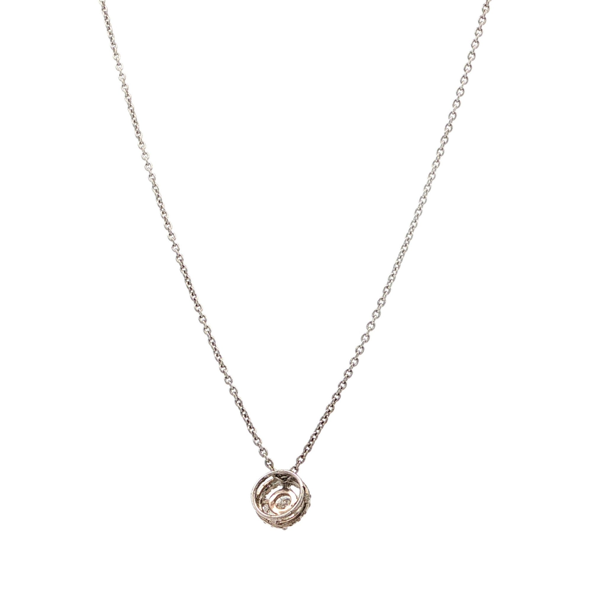 "Circle of Brilliance" - Moderne Solitaire Kette mit Anhänger in 18 Karat Weißgold 0,34 ct.
