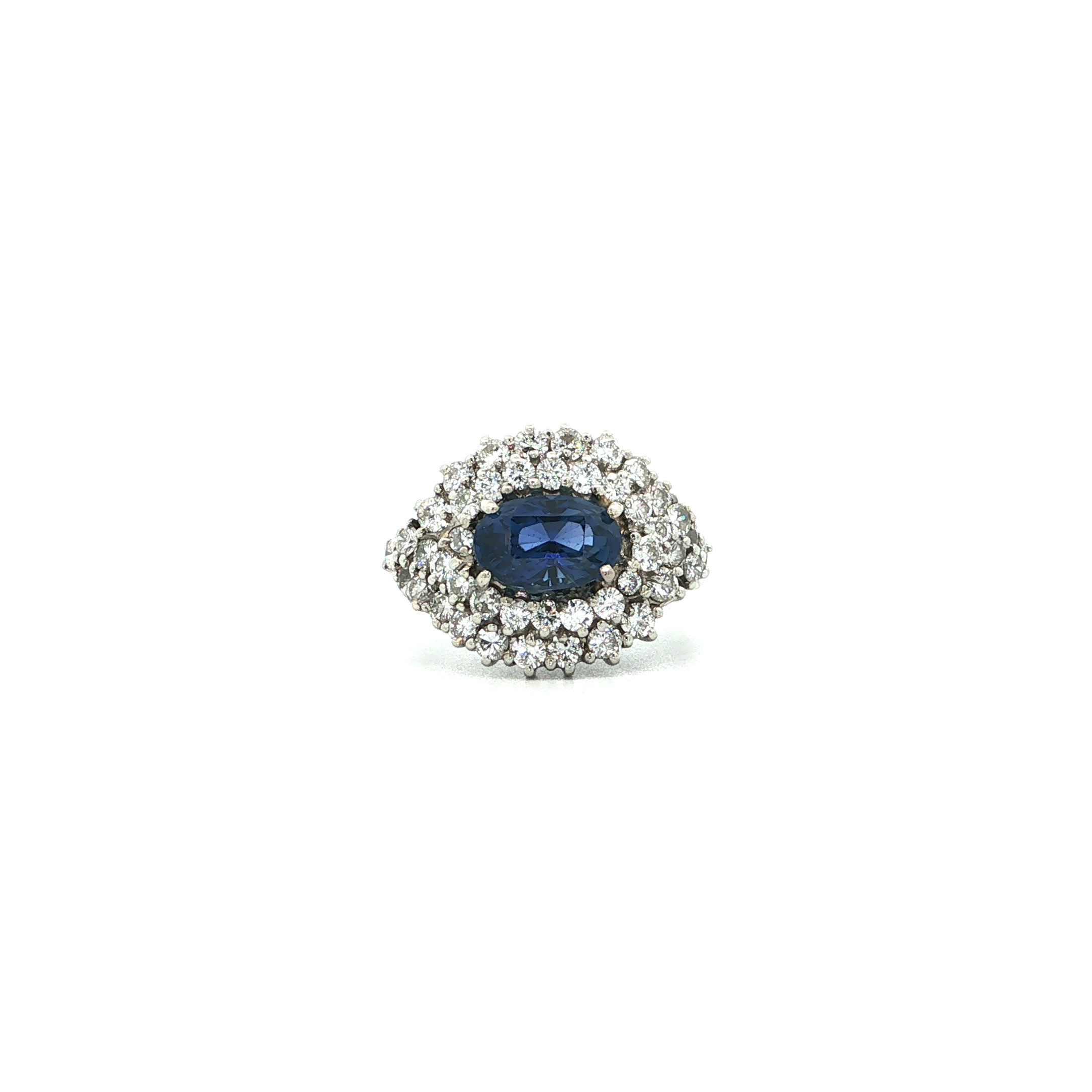 "Deap blue Ocean" - Vintage Ring in 18kt Weißgold mit Saphir und Brillanten - Juwelier Steiger