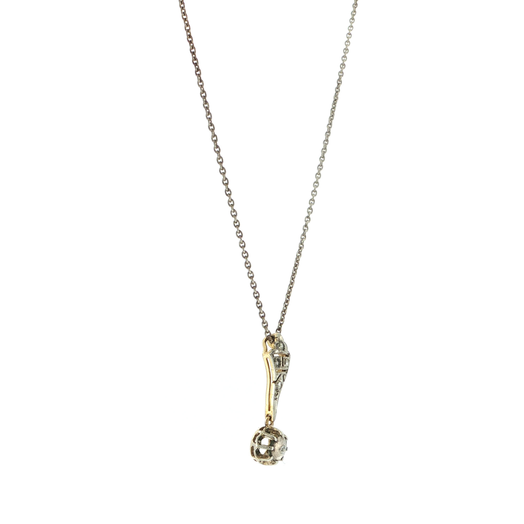 "Deco drop" - Antiker Anhänger mit Kette aus 18 Karat Gold und Platin - Juwelier Steiger