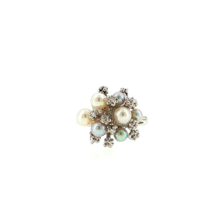 "Desert Rose" - Vintage Ring in 14kt Weißgold mit Brillanten
